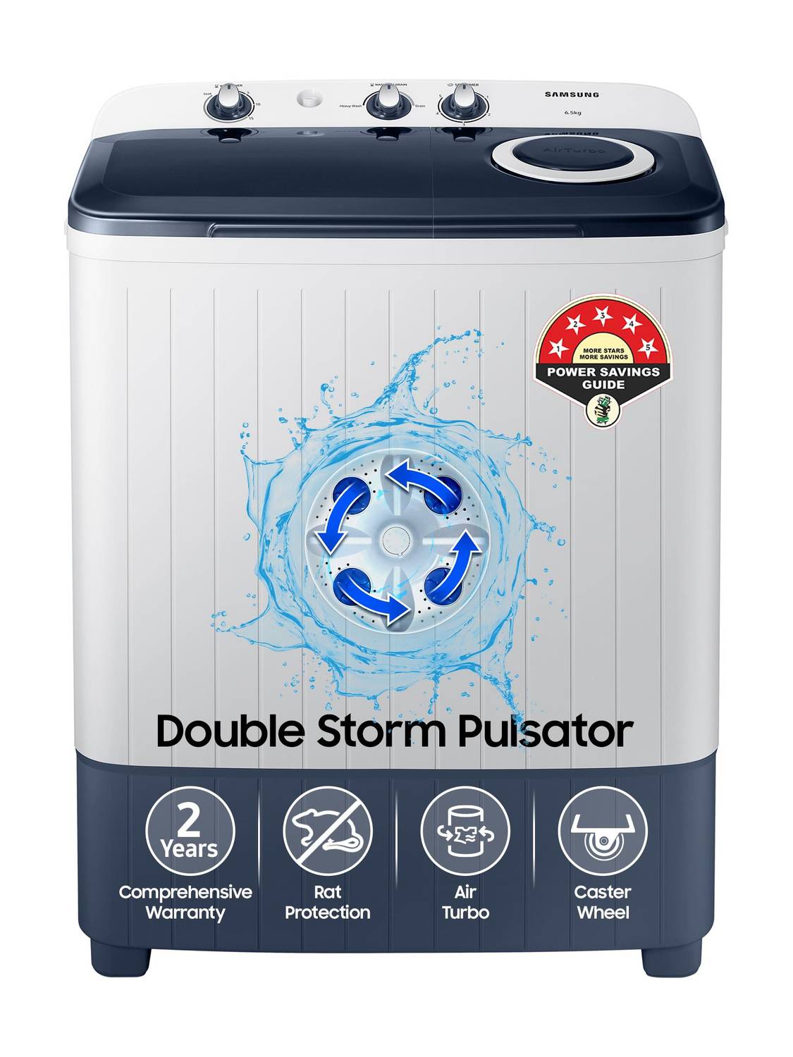 Samsung 6.5 kg Semi Auto Top Load Washing Machine Blue - Image 1