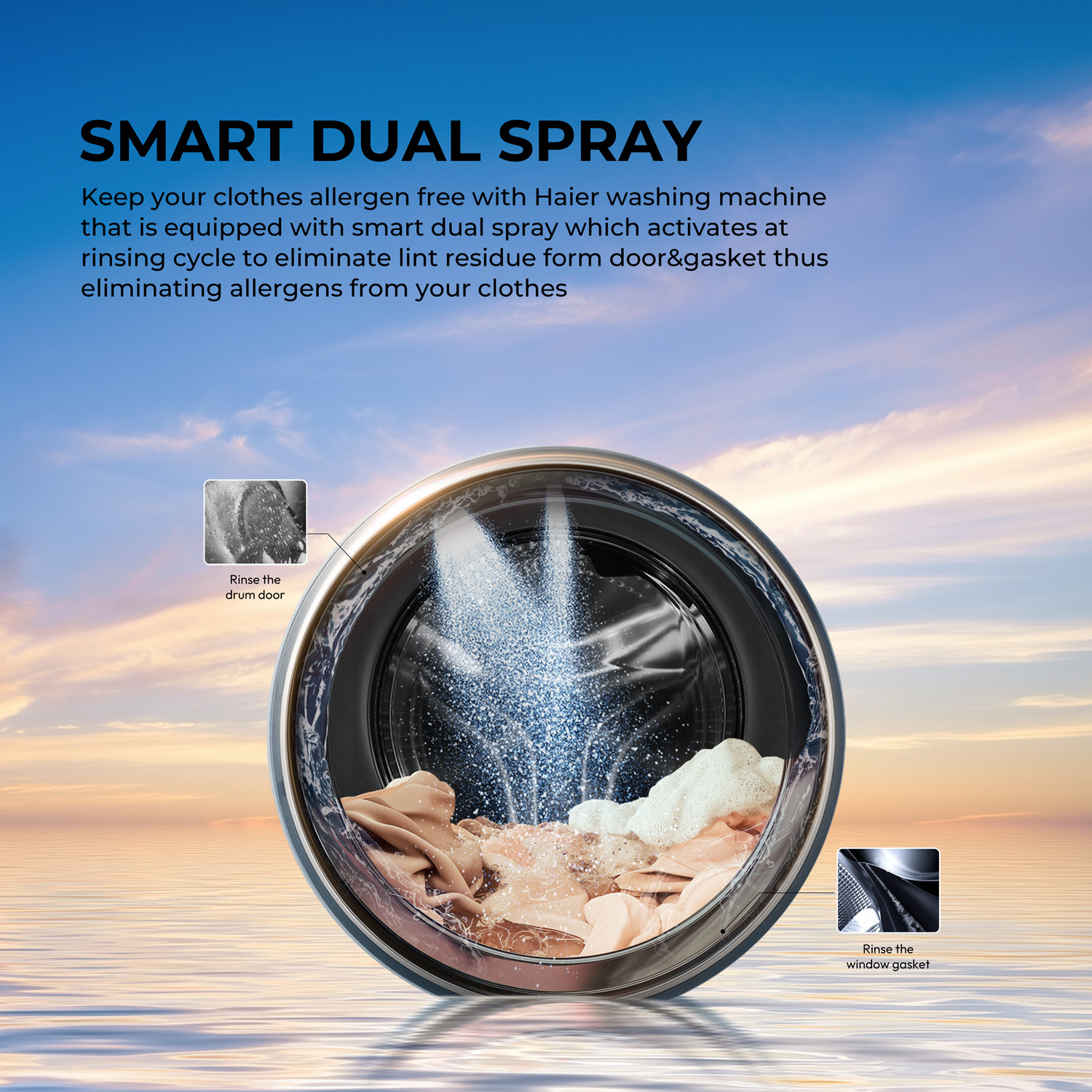 Image of Haier 8 kg 5 Star with AI One Touch, AI Smart Wash (AI-DBT), PuriSteam, 525 mm Super Drum, Inbuilt Heater, WiFi Enabled, Washer, Fully Automatic Front Load Washing Machine with In-built Heater Black