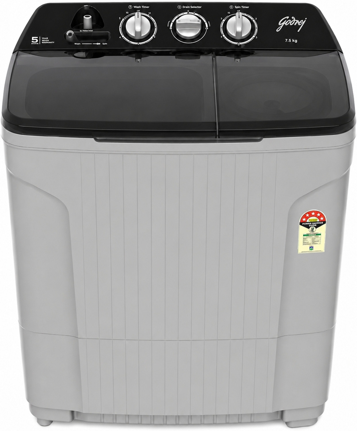 Image of Godrej 7.5 kg Semi Automatic Top Load Washing Machine Black, Grey