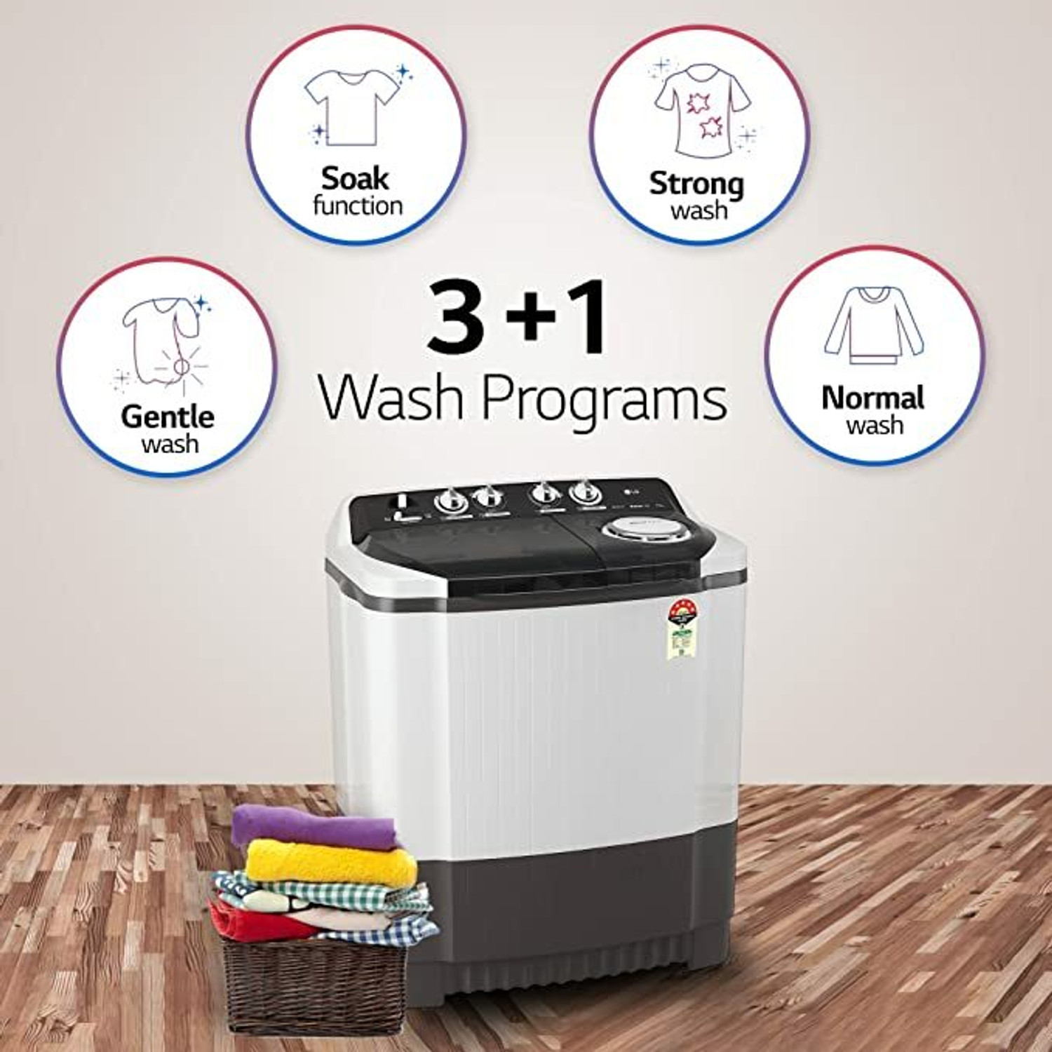 Image of LG 8 kg Semi Automatic Top Load Washing Machine Grey, White