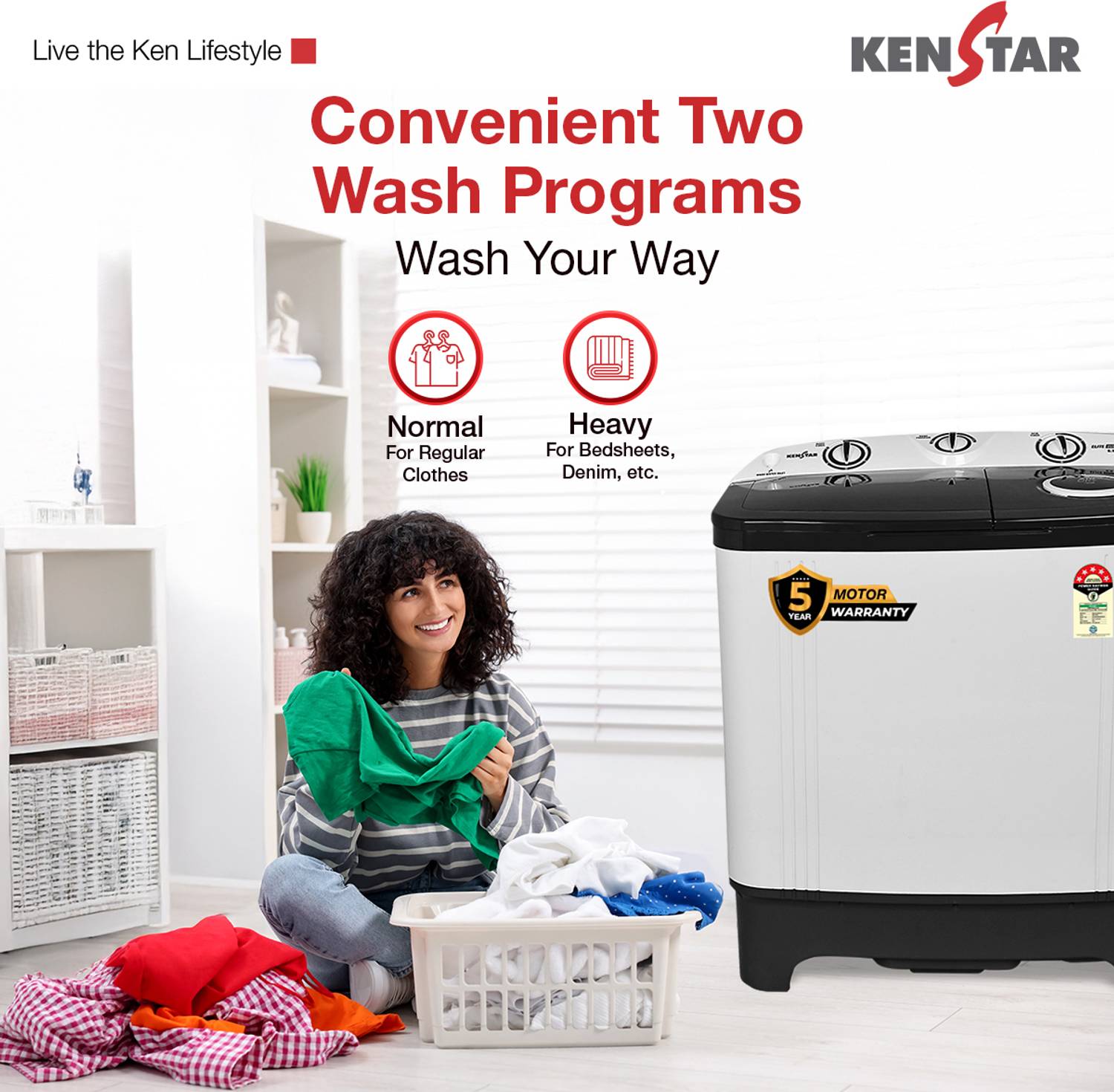 Kenstar 6.5 Kg Swift Dry Lid Semi Automatic Top Load Washing Machine, - Image 5