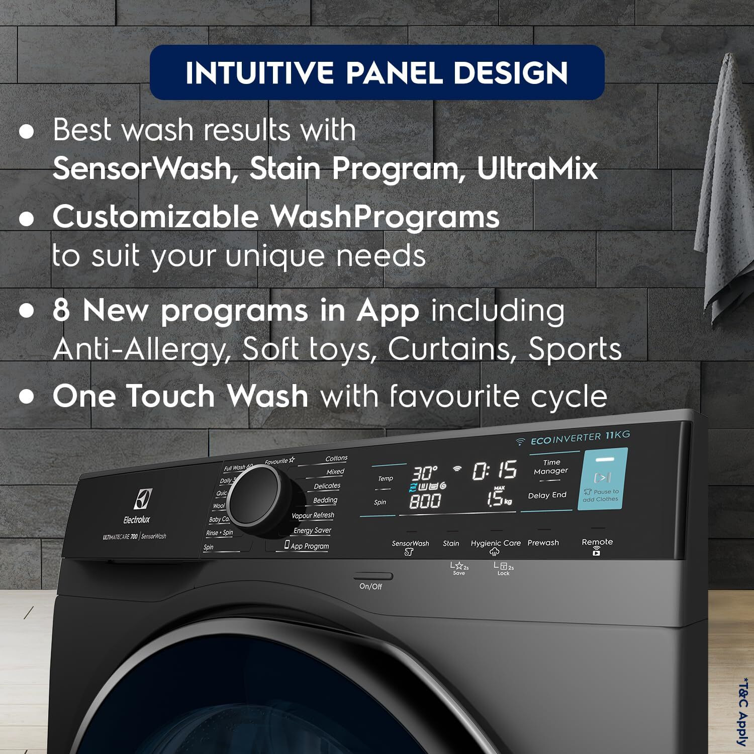 Image of Electrolux 11 kg Fully Automatic Front Load Washing Machine with In-built Heater Silver
