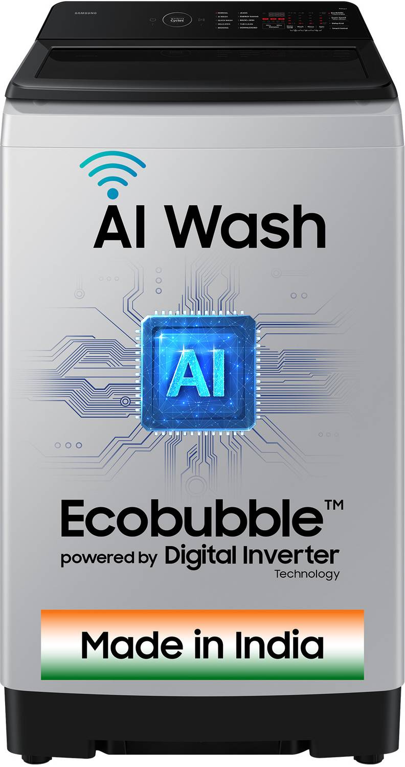 Samsung 8 kg 5 Star, AI Wash, AI Energy Mode, Wi-Fi, Ecobubble, AI VRT+, Super Speed, Soft Closing Door, Digital Inverter Fully Automatic Top Load Washing Machine Grey