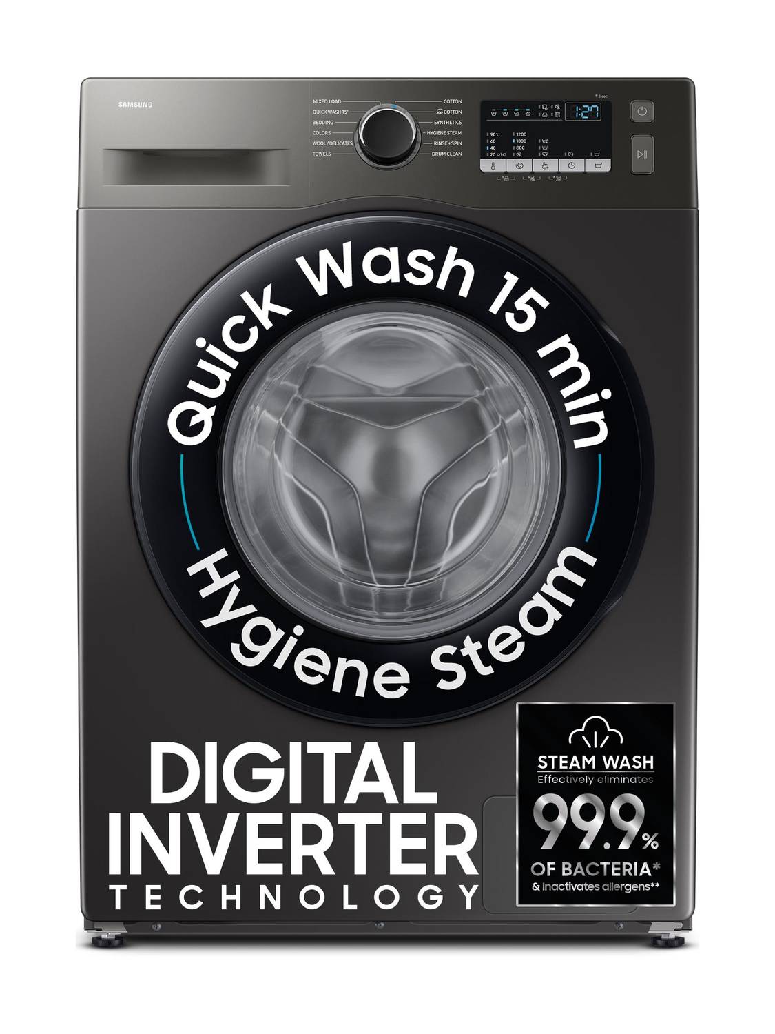 Samsung 7 kg Front Load Washing Machine, Grey - Image 1