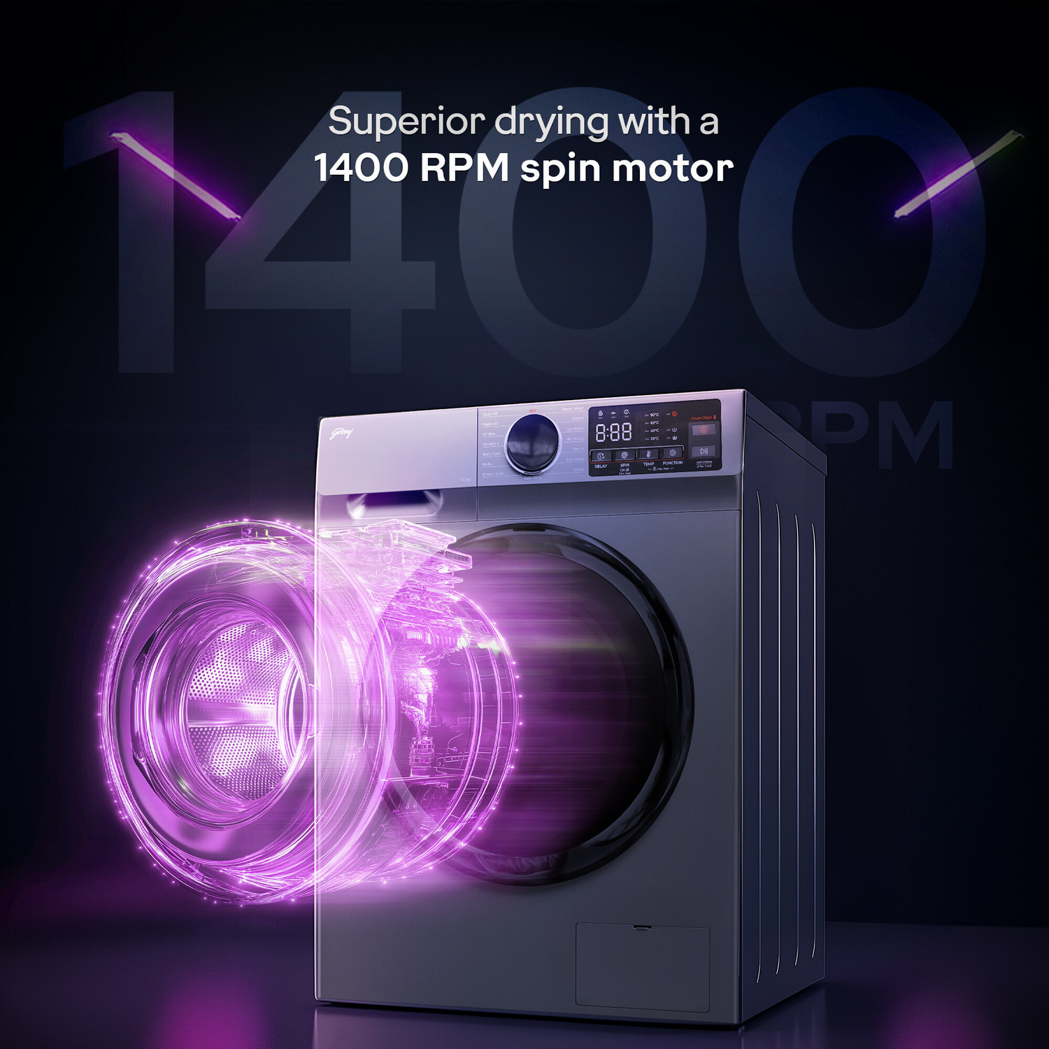 Image of Godrej 10 kg 5 Star, AI Tech, Steam Wash Fully Automatic Front Load Washing Machine with In-built Heater Grey