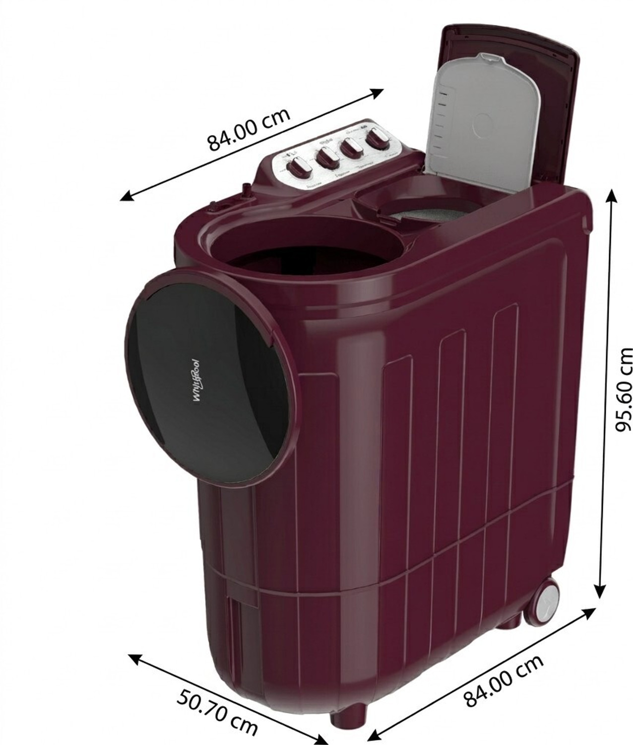 Image of Whirlpool 8.5 Kg Semi Automatic Top Load Washing Machine Maroon