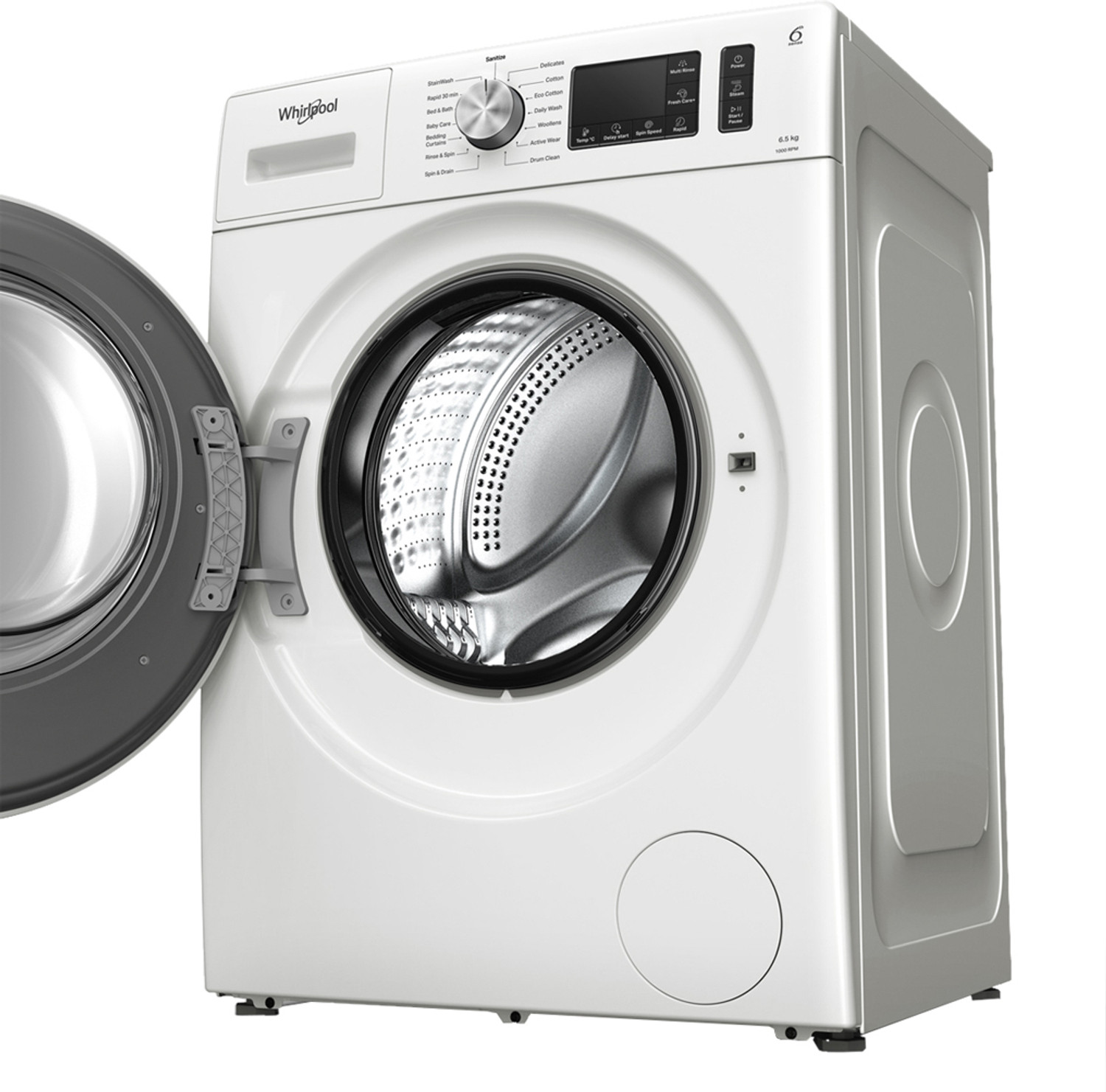 Image of Whirlpool 6.5 kg Fully Automatic Front Load Washing Machine with In-built Heater White