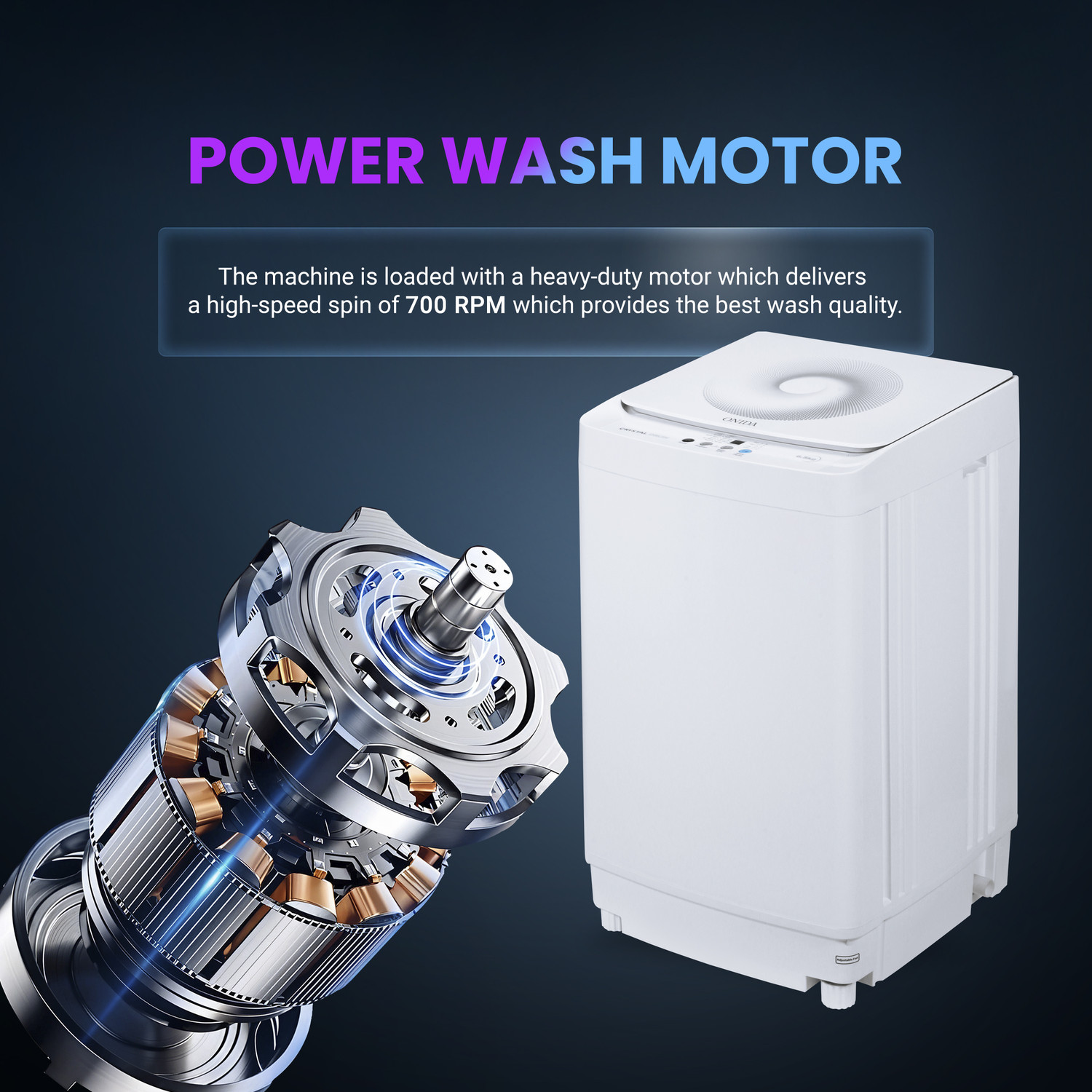 Image of ONIDA 6.5 kg 5 Star 10 Wash Programs, Stainless Steel Drum, Fully Automatic Top Load Washing Machine White
