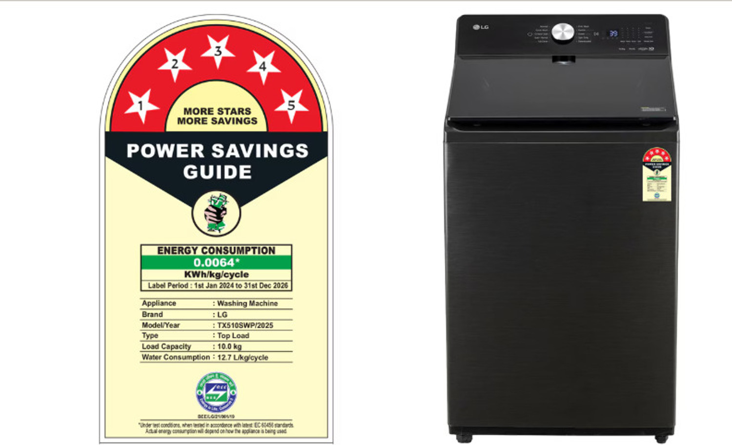 Image of LG 10 kg Fully Automatic Front Load Washing Machine with In-built Heater Black