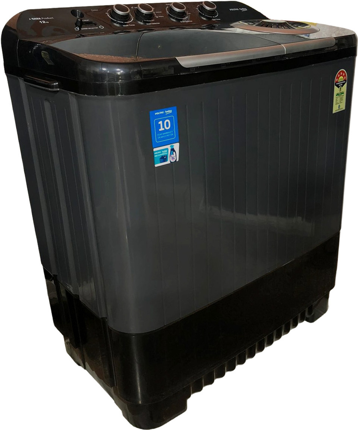 Image of Voltas Beko 12 kg Semi Automatic Top Load Washing Machine Black, Grey