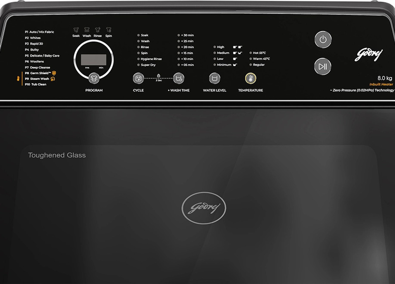 Image of Godrej 8 kg Fully Automatic Top Load Washing Machine with In-built Heater Black