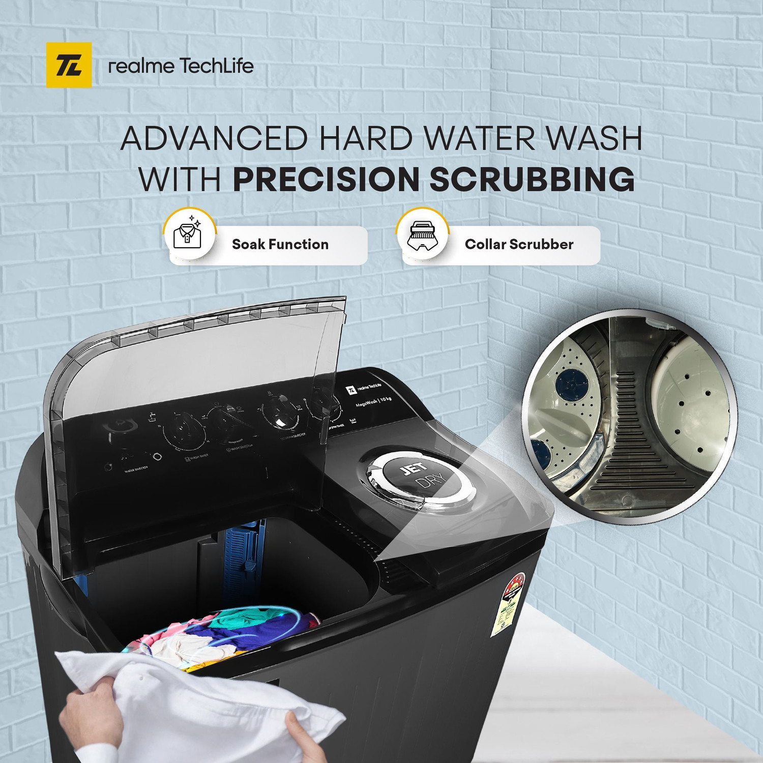 Image of realme TechLife 10 kg Semi Automatic Top Load Washing Machine Grey