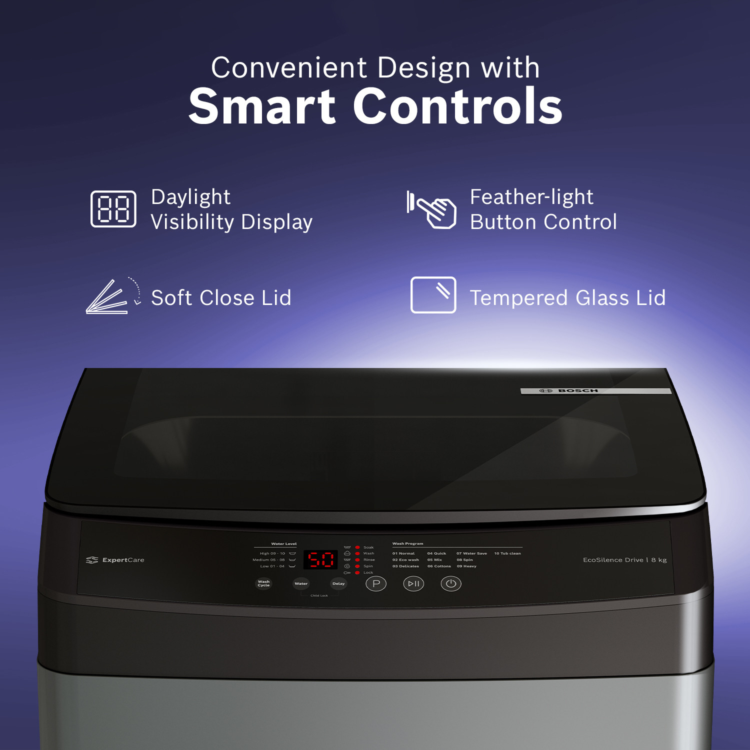 Image of BOSCH 8 kg Fully Automatic Top Load Washing Machine Grey