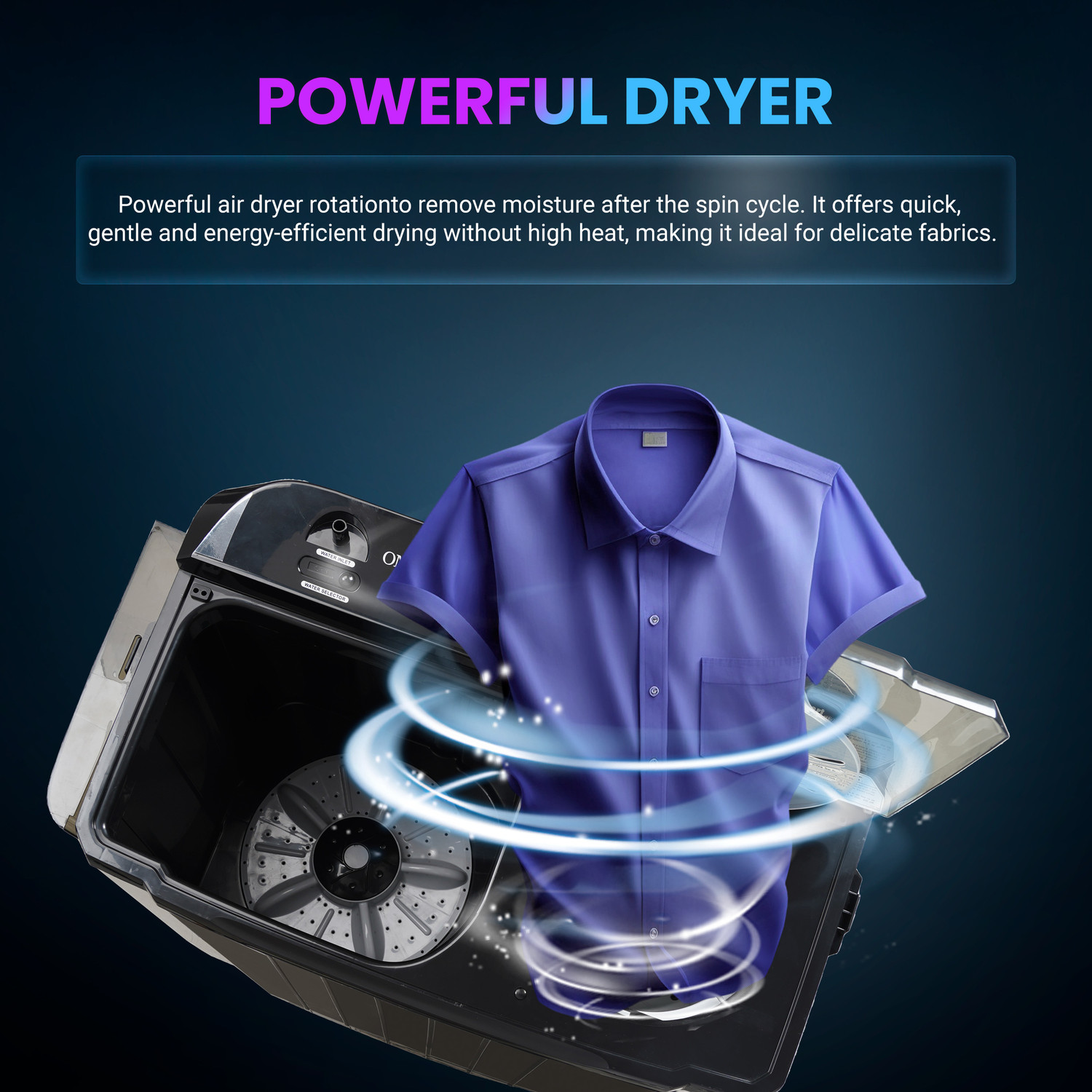 Image of ONIDA 8.5 kg 5 Star With 1450 RPM & Rust Proof Body Semi Automatic Top Load Washing Machine Black
