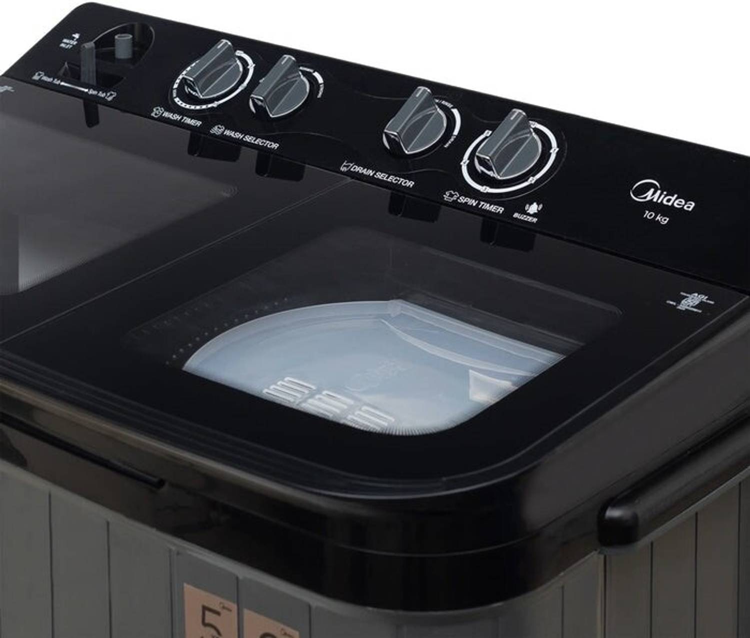 Midea 10 kg Semi Automatic Top Load Washing Machine Black - Image 3