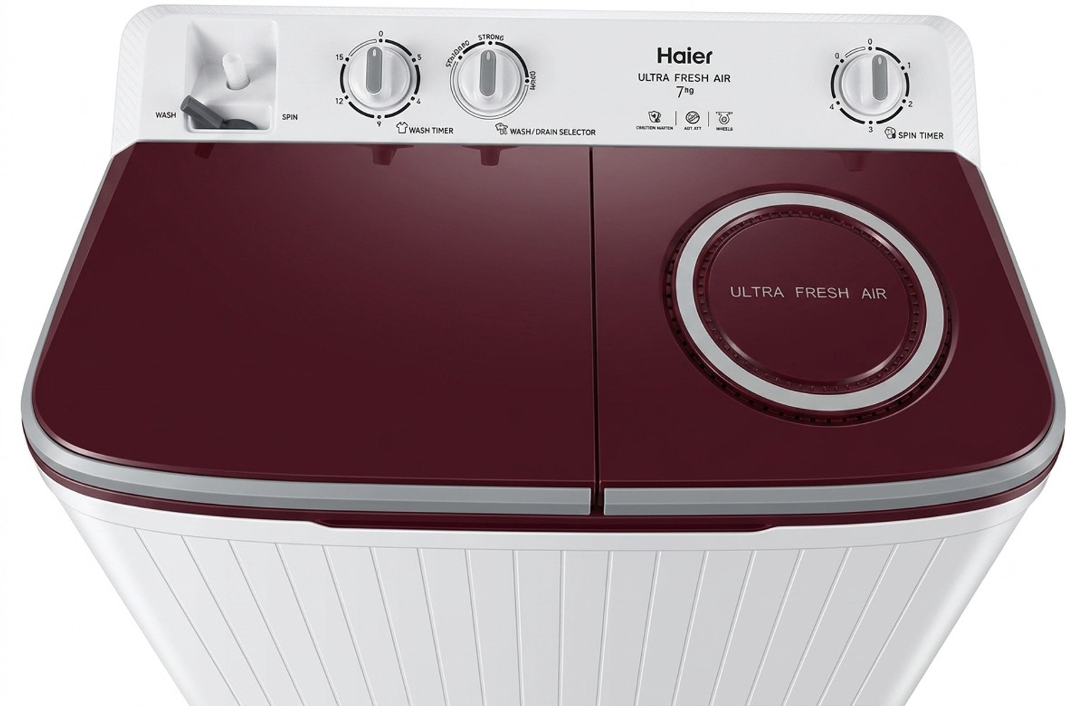 Image of Haier 7 kg Semi Automatic Top Load Washing Machine White, Red