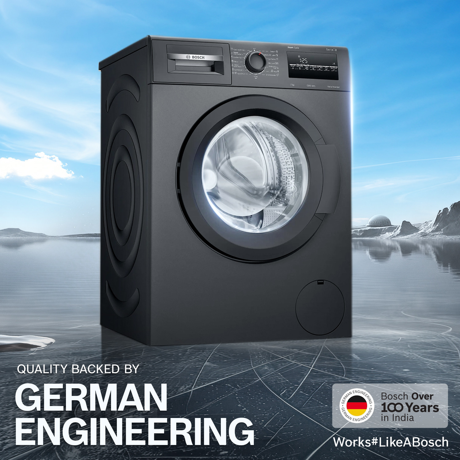 Image of BOSCH 7 kg Fully Automatic Front Load Washing Machine Black, Grey