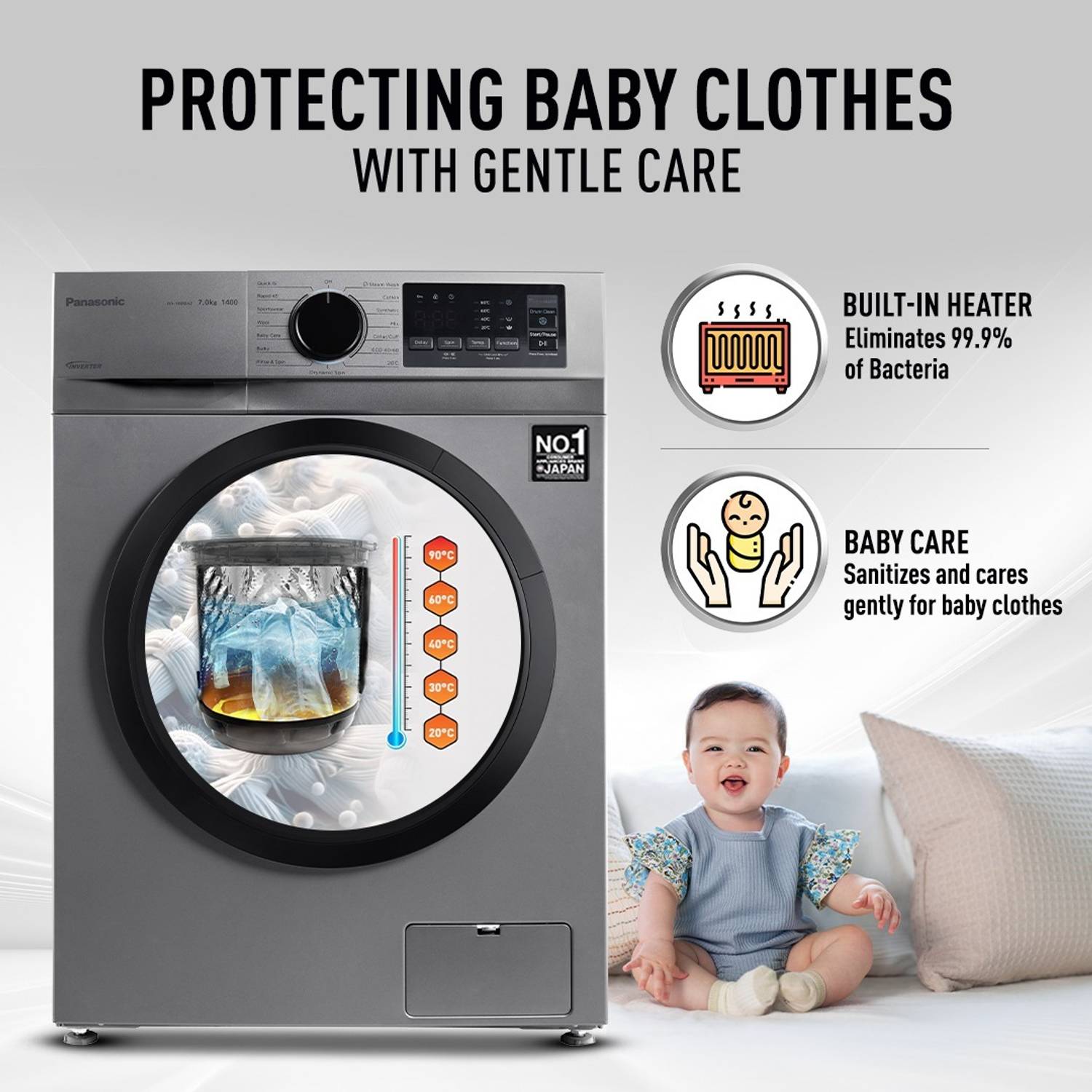 Panasonic 7 kg Fully Automatic Front Load Washing Machine with In