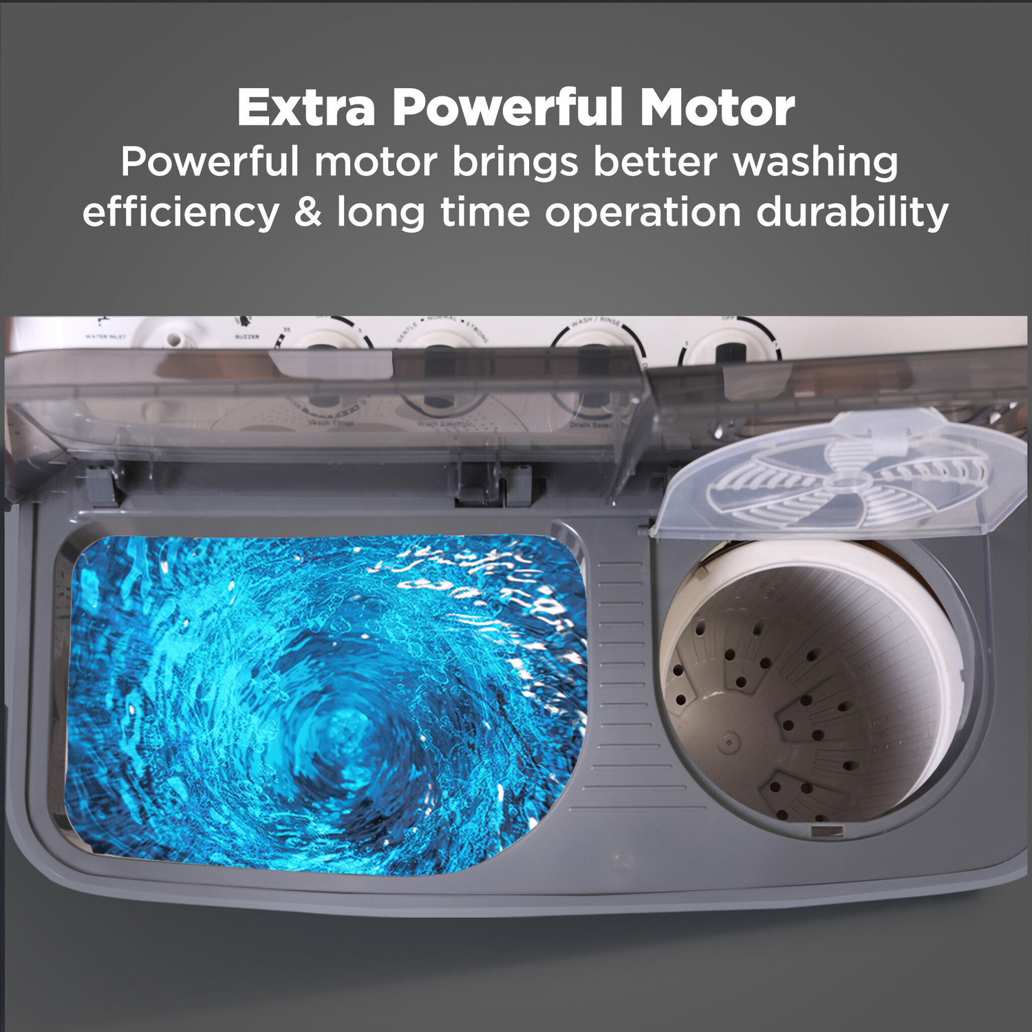 Image of TCL 8.5 kg 5 Star with Extra Powerful Motor, Magic Filter and Fast Dry Semi Automatic Top Load Washing Machine Grey