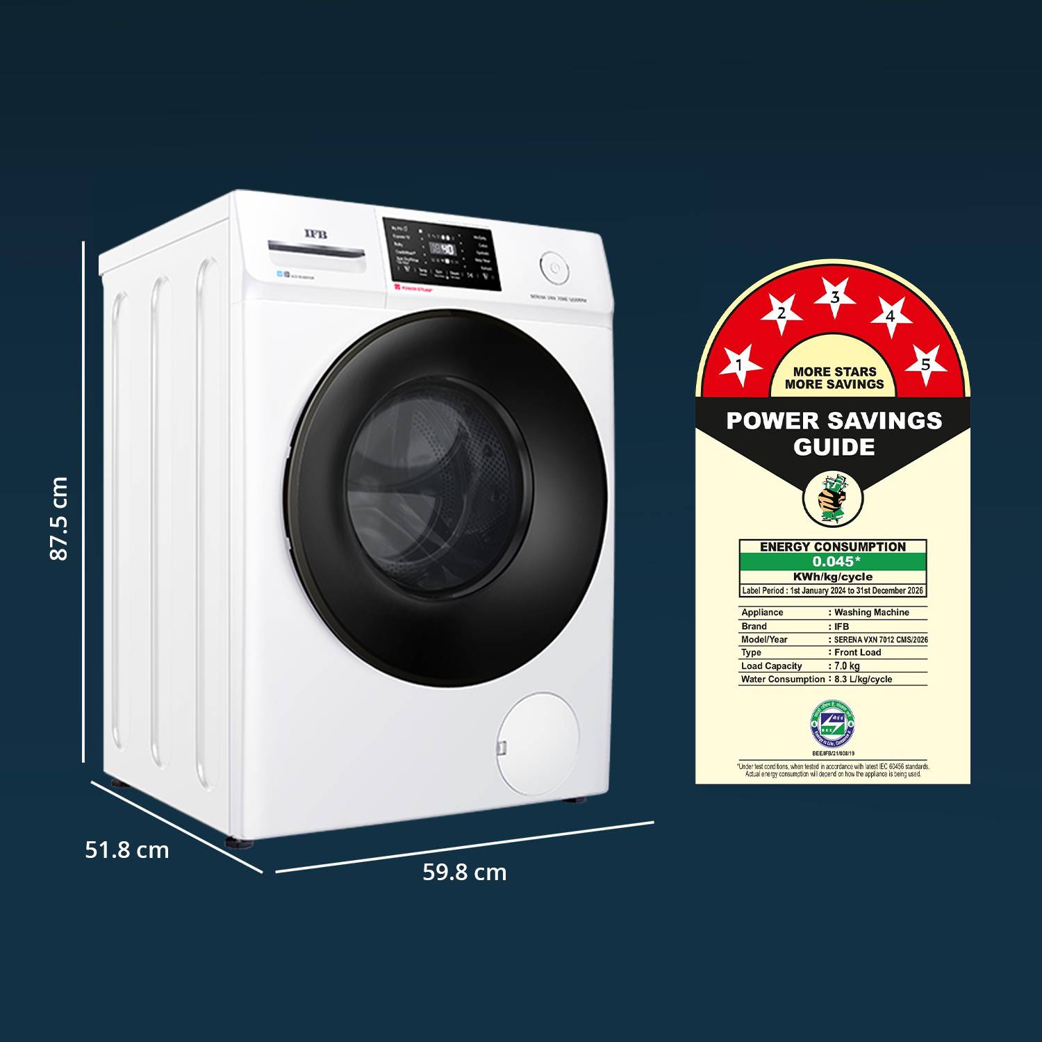 IFB 7 kg 5 Star Front Load Washing Machine White - Image 2