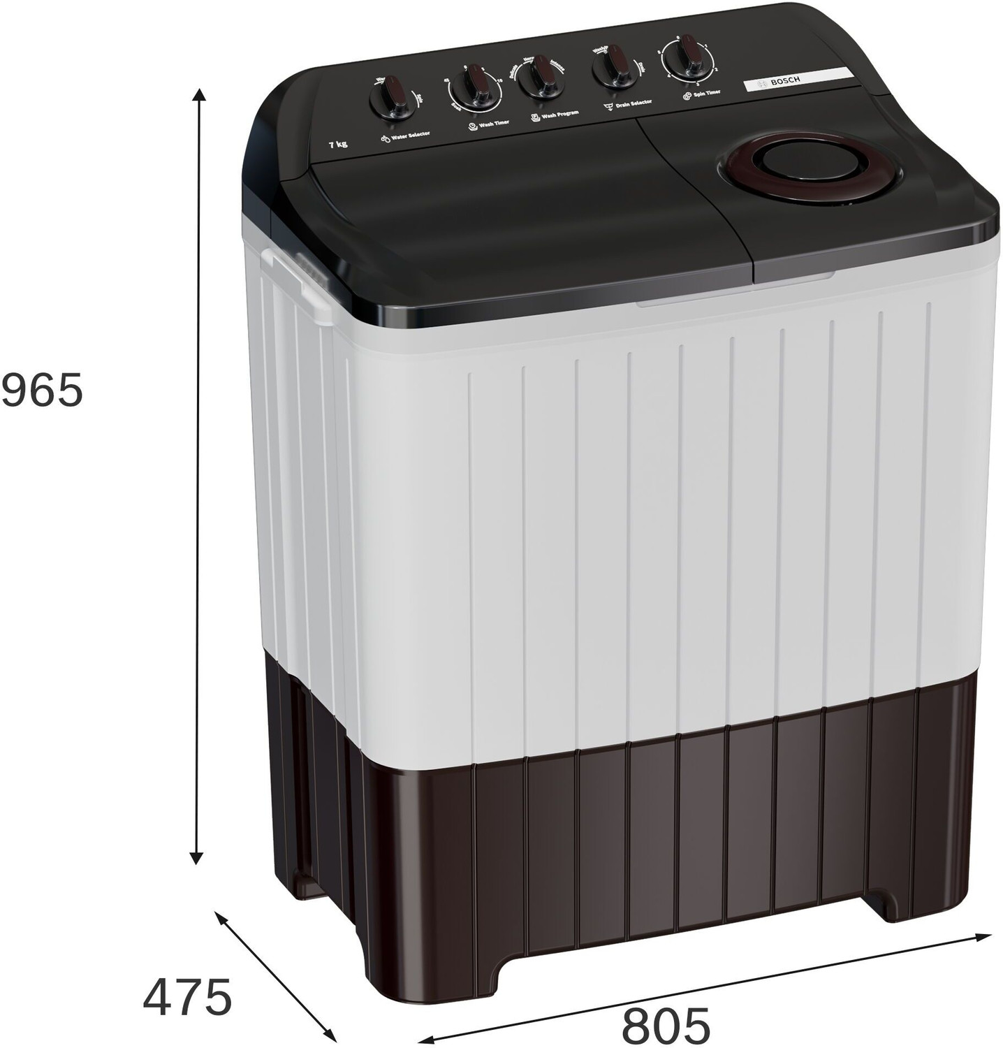 Image of BOSCH 7 kg Semi Automatic Top Load Washing Machine Maroon