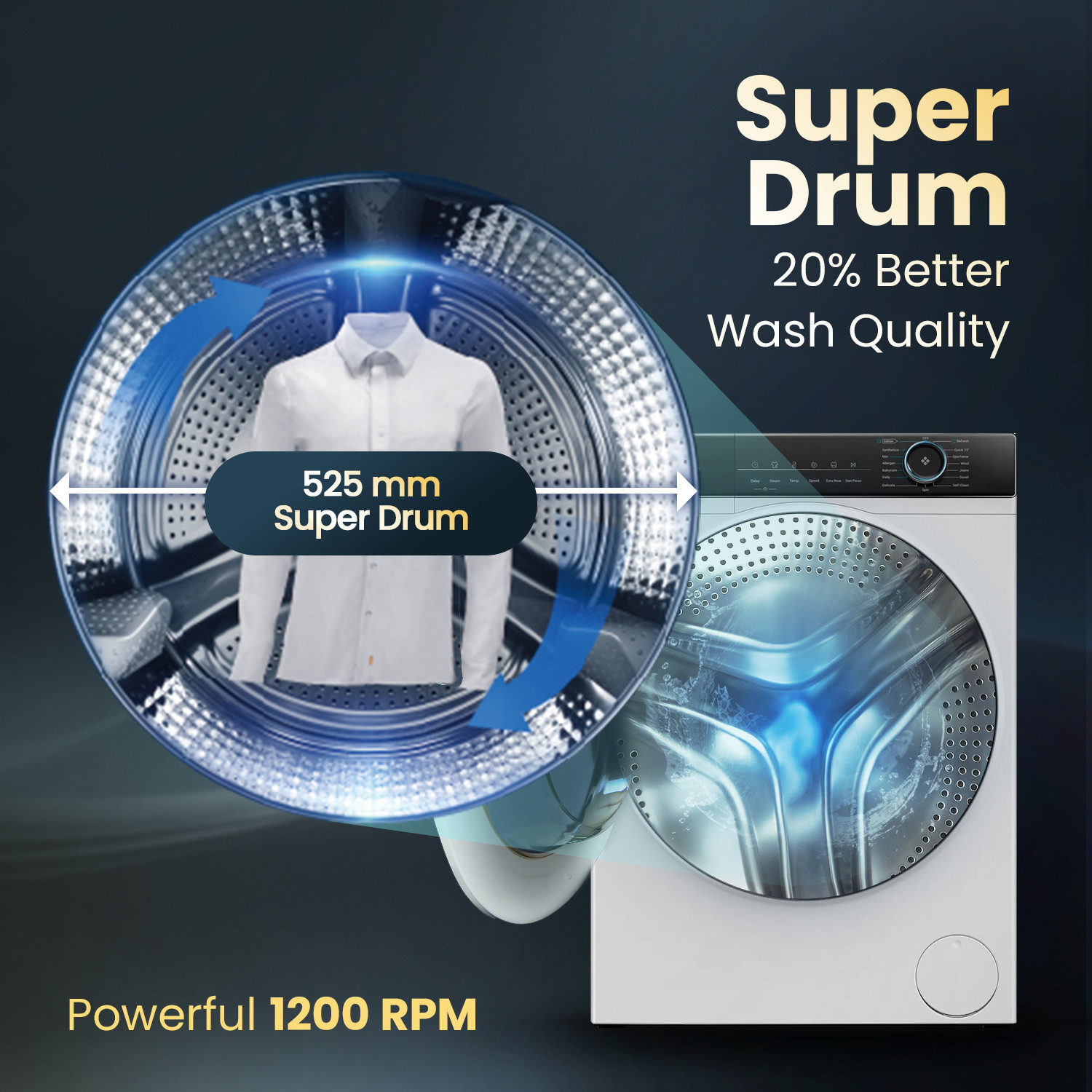 Image of Haier 8 kg 聽5 Star with Powered by AI-DBT, PuriSteam, 525 mm Super Drum, Inverter Motor, Inbuilt Heater, Washer Fully Automatic Front Load Washing Machine Black, White