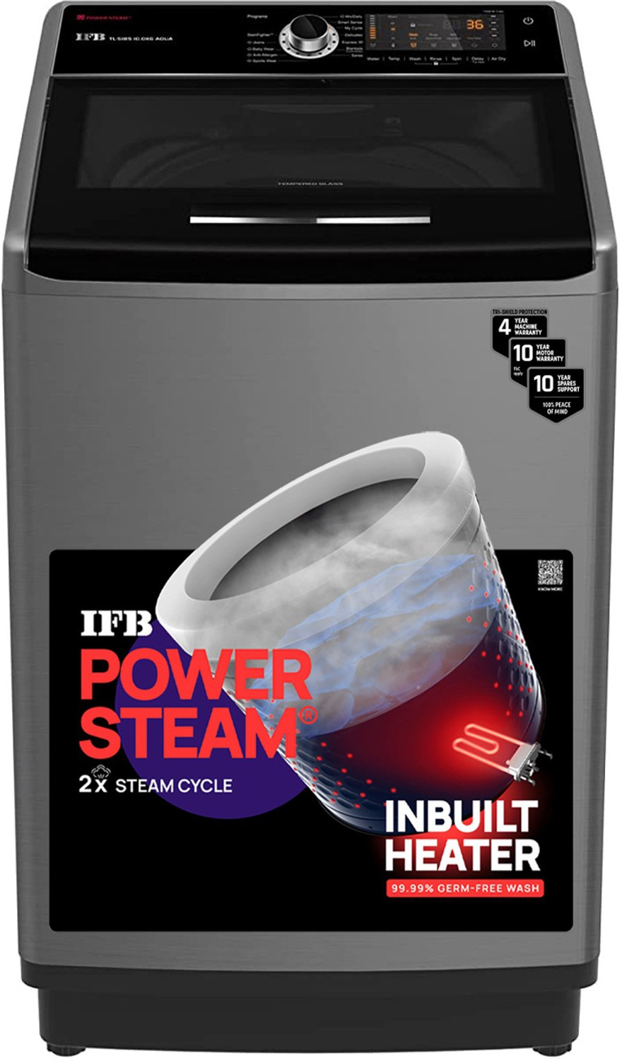 Image of IFB 10 kg Power Dual Steam, Fully Automatic Top Load Washing Machine with In-built Heater Silver