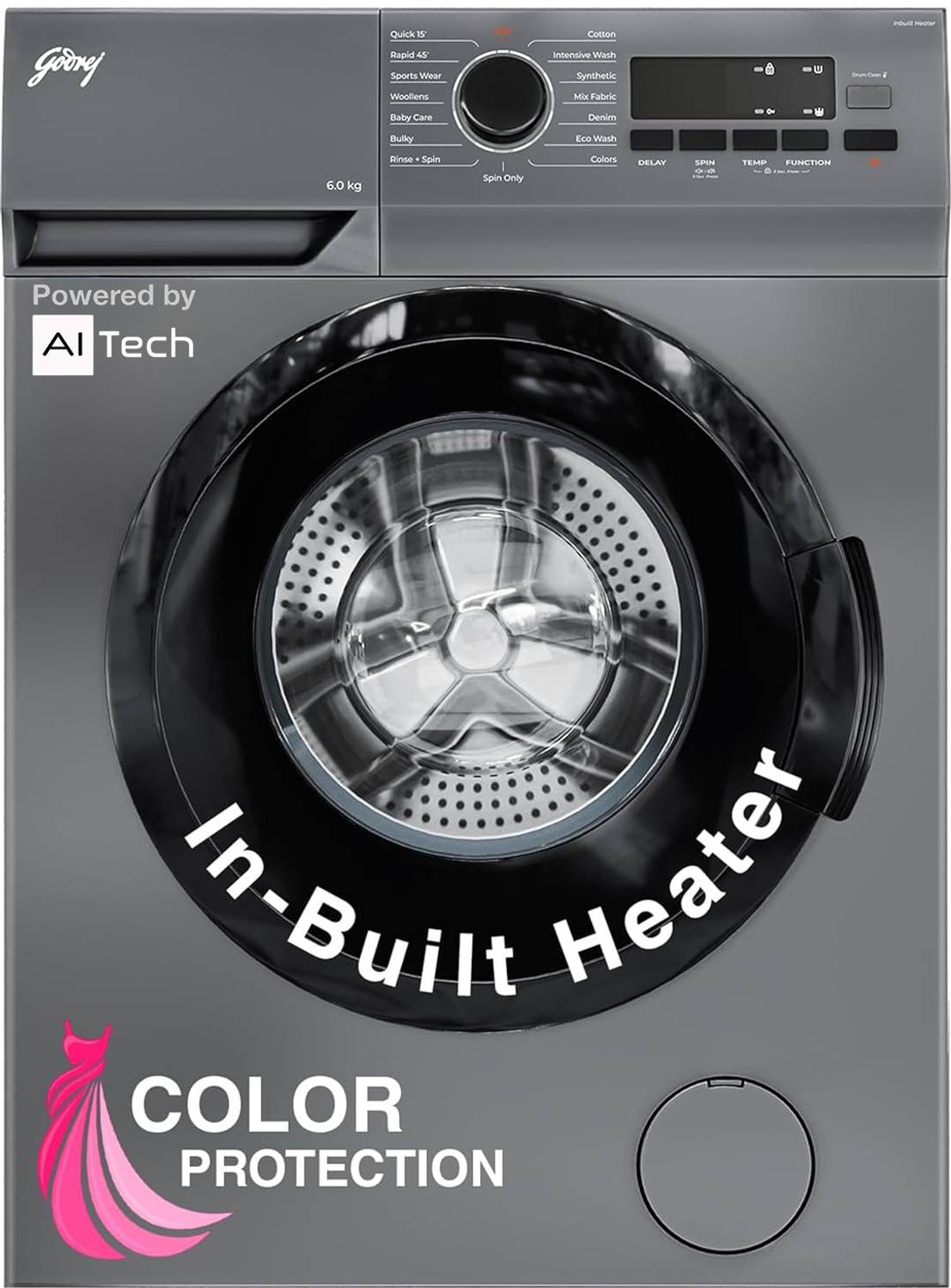 Godrej 6 kg Fully Automatic Front Load with In-built Heater Silve