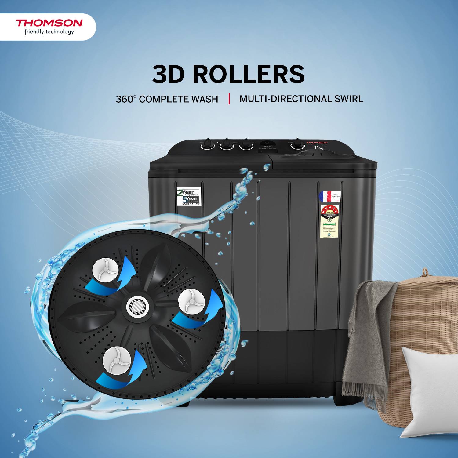 Thomson 11 kg 5 Star Aqua Magic Washing Machine Green - Image 4