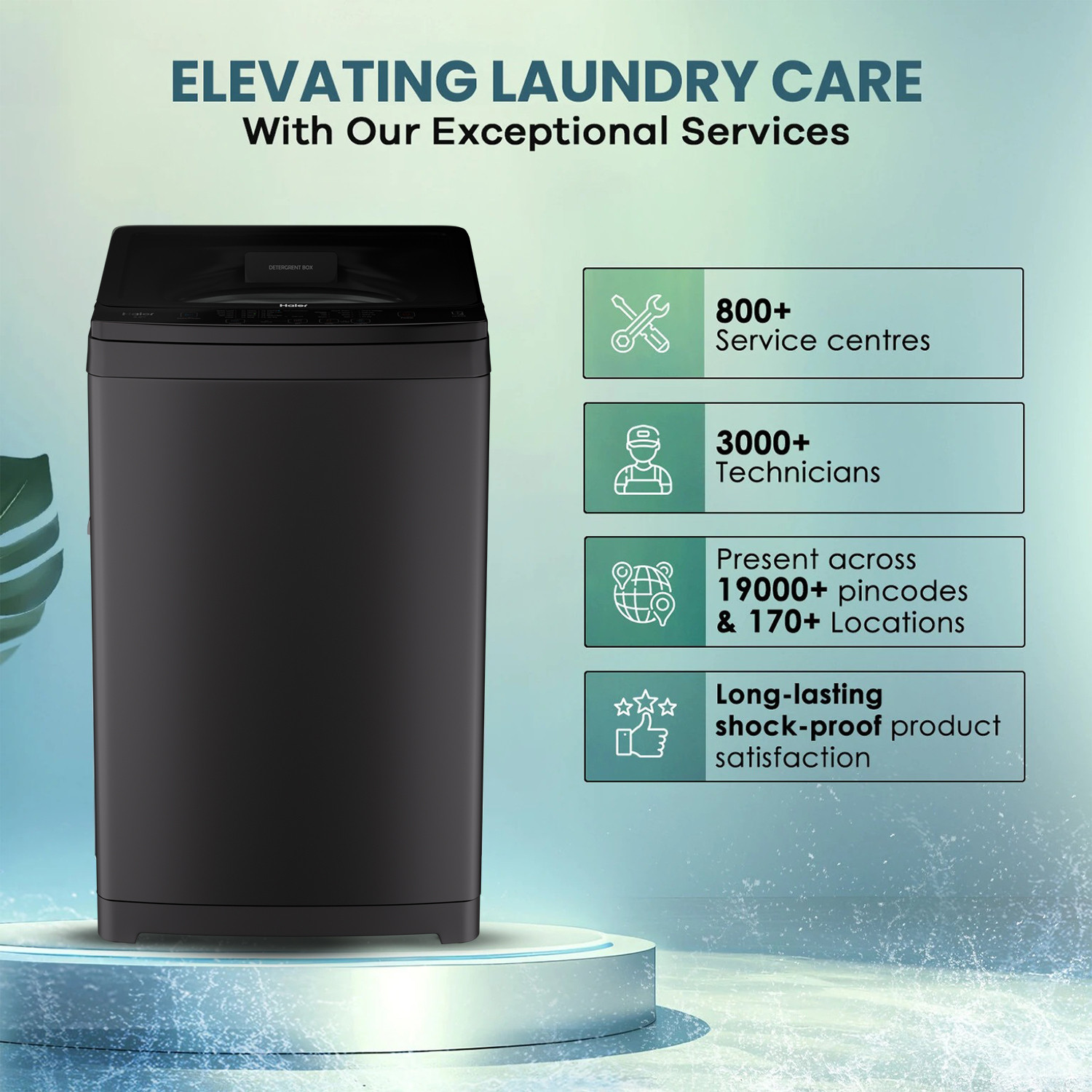 Image of Haier 8 kg Oceanus Wave Drum 15 Min Quick Wash Fully Automatic Top Load Washing Machine with In-built Heater Silver