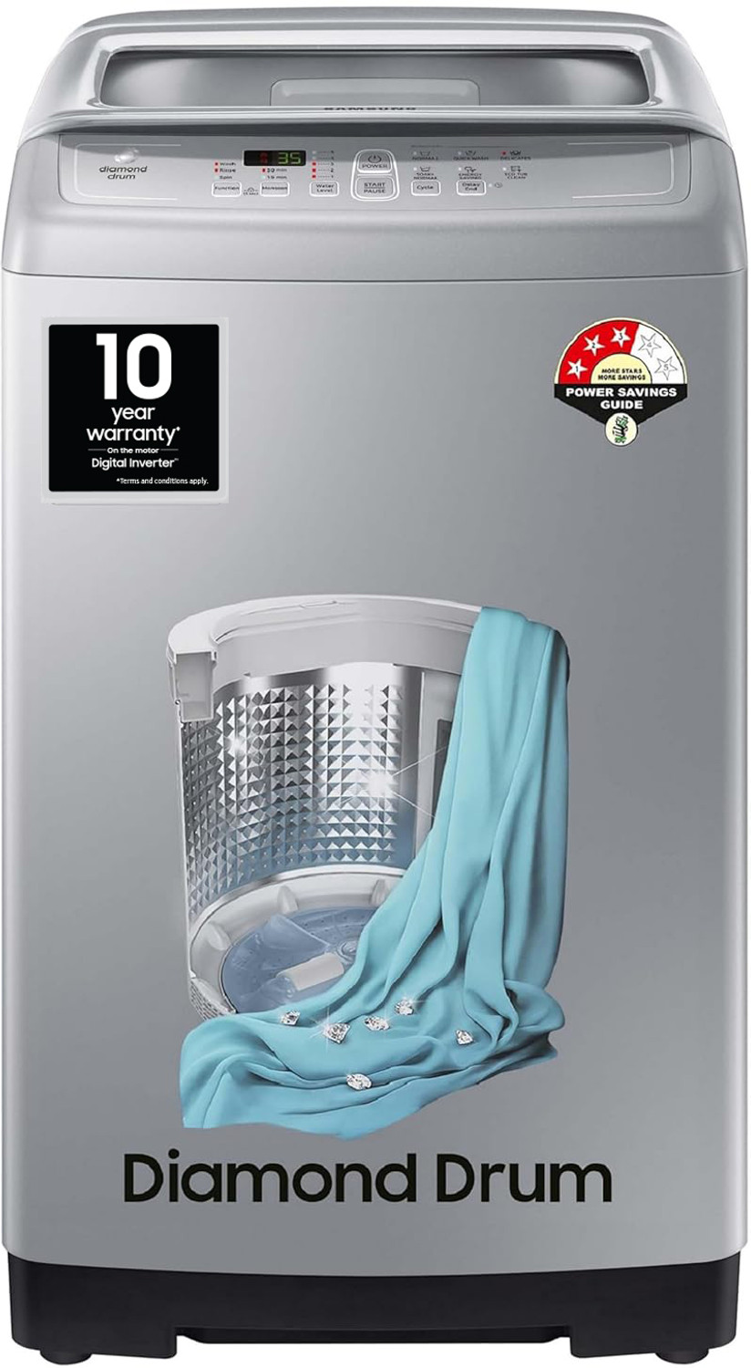 Image of Samsung 7 kg Diamond Drum Fully Automatic Top Load Washing Machine Silver