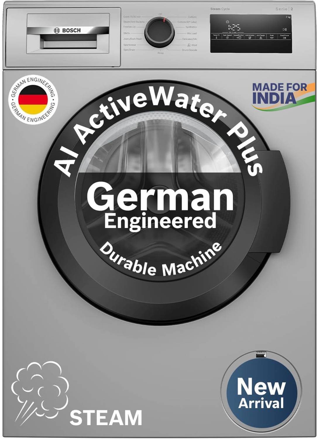 BOSCH 8 kg Fully Automatic Front Load Washing Machine with In-built Heater Grey