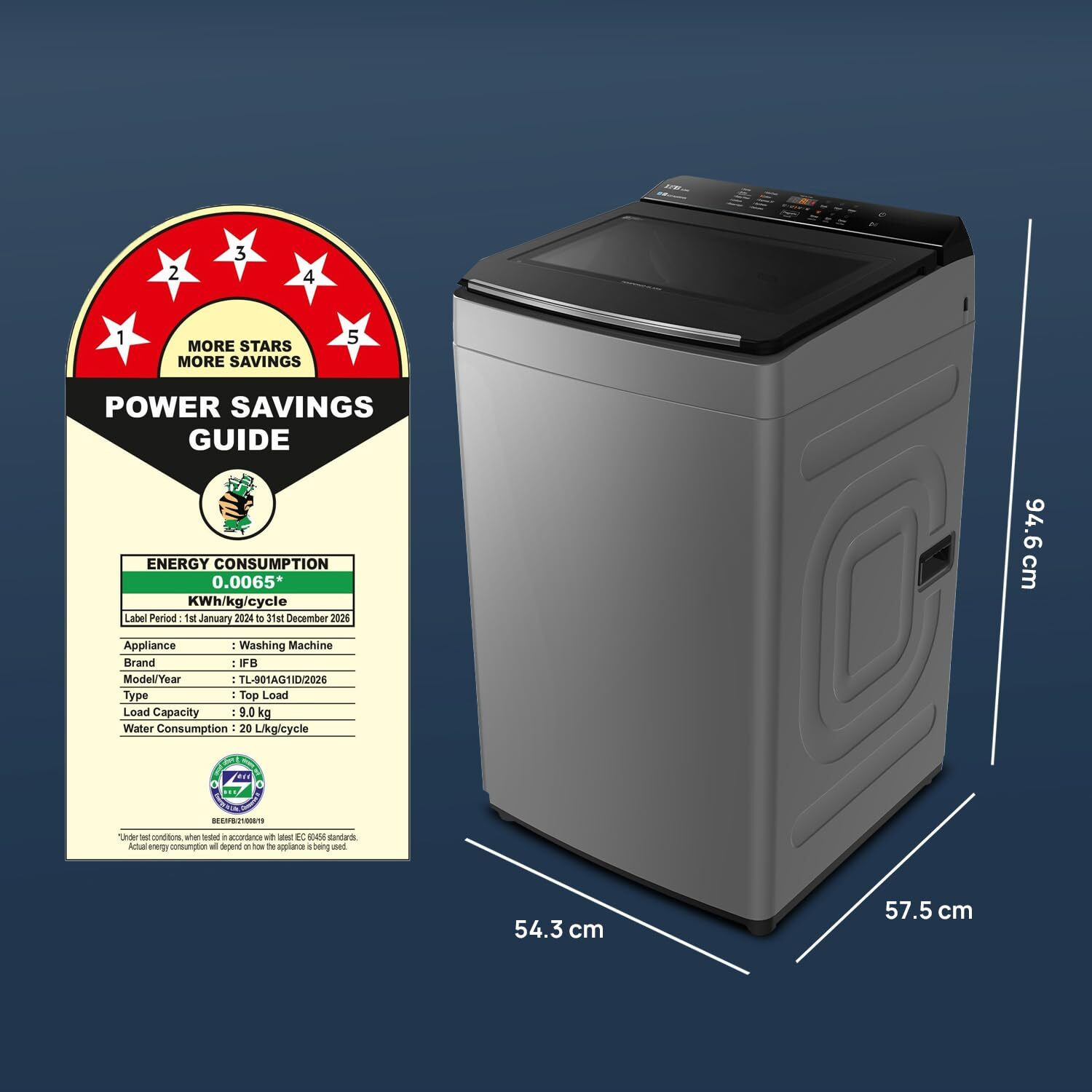 Image of IFB 9 kg 5 Star with Deep Clean Technology, Eco-Inverter, Powered by AI, with ActivMix, Aqua Energie, Soft Close Door Fully Automatic Top Load Washing Machine Grey