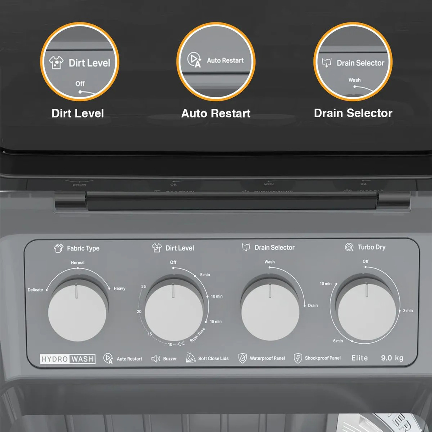 Image of Whirlpool 9 Kg Semi Automatic Top Load Washing Machine Grey