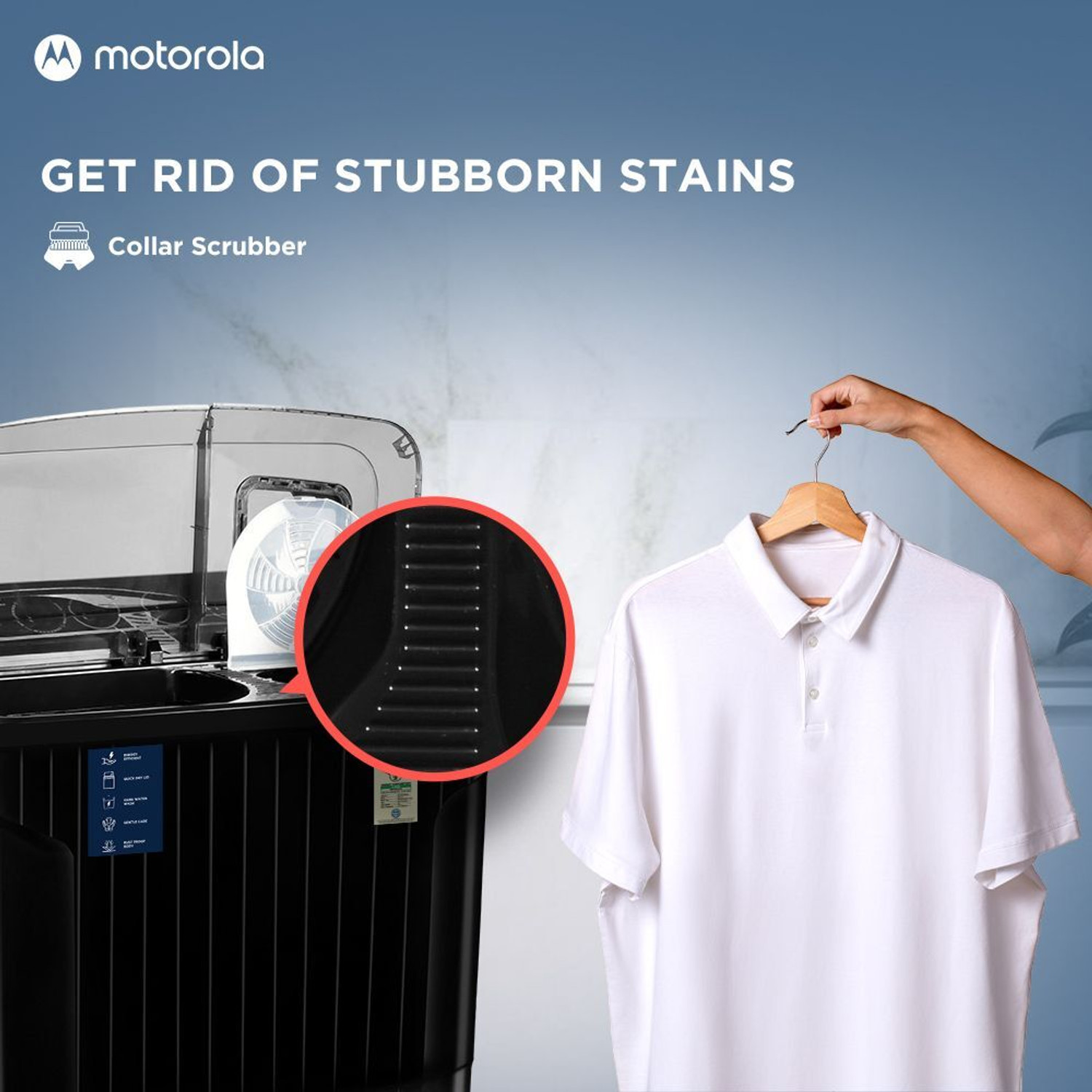 Image of MOTOROLA 8 kg 5 star rating Midnight Series Semi Automatic Top Load Washing Machine Black