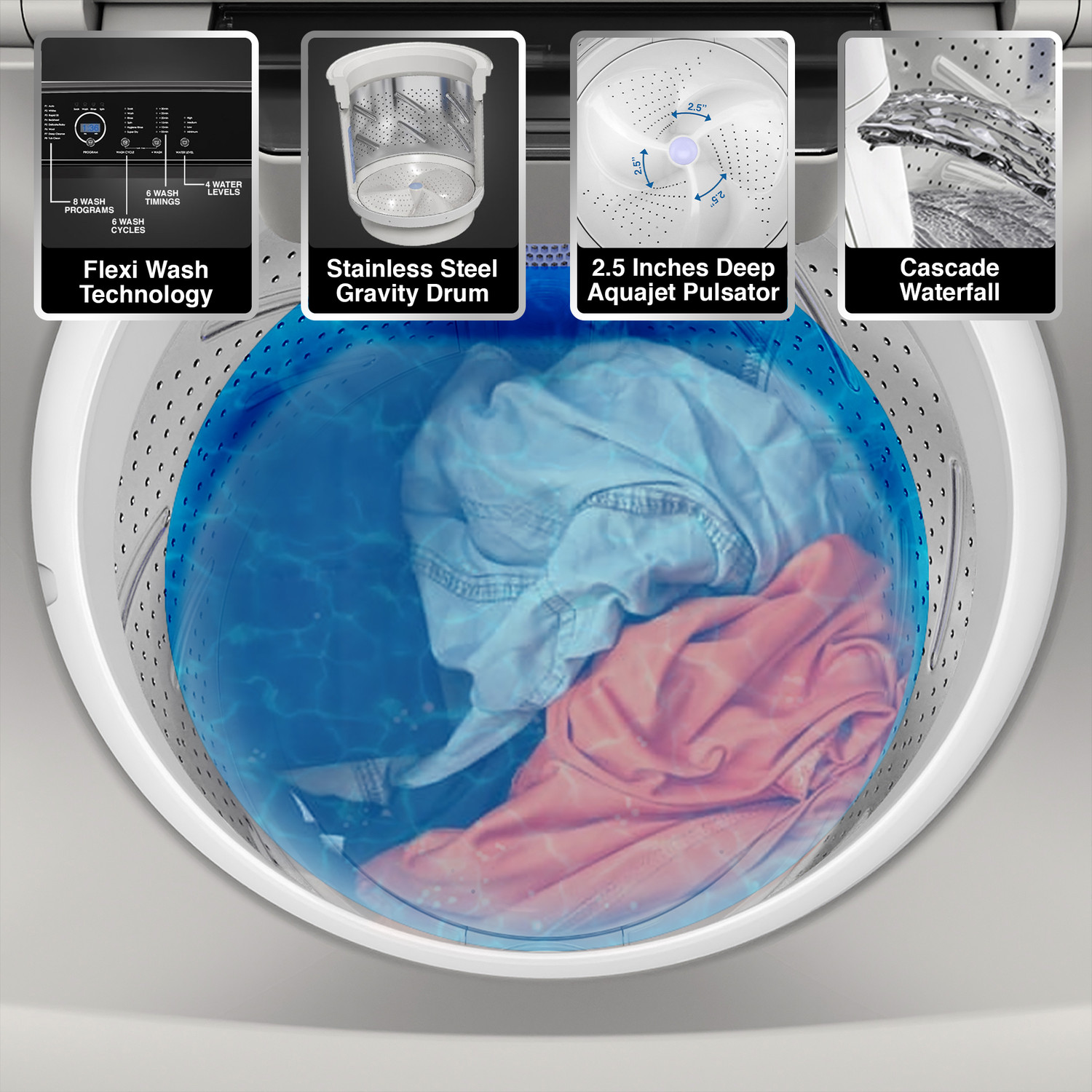 Image of Godrej 7 kg 5 Star With Flexi Wash Technology And Soft-Close Lid Washing Machine Fully Automatic Top Load Silver