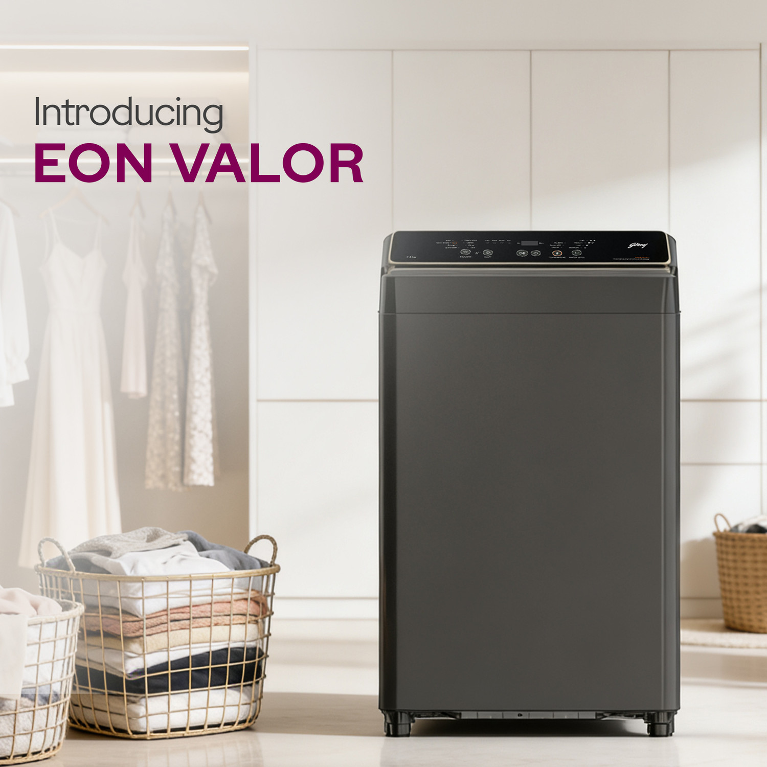 Image of Godrej 7.5 kg Fully Automatic Top Load Washing Machine with In-built Heater Black