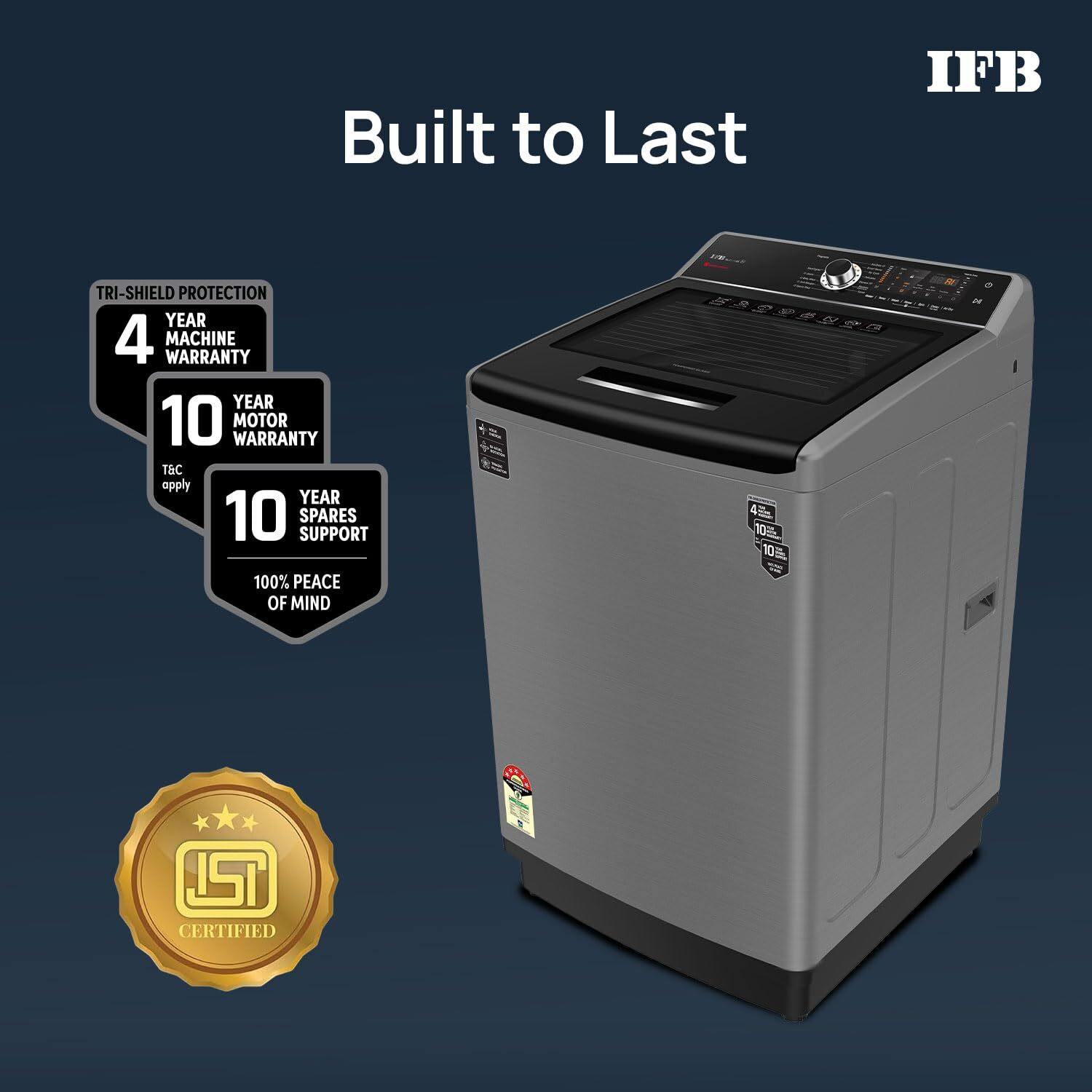 Image of IFB 11 kg Fully Automatic Top Load Washing Machine with In-built Heater Black
