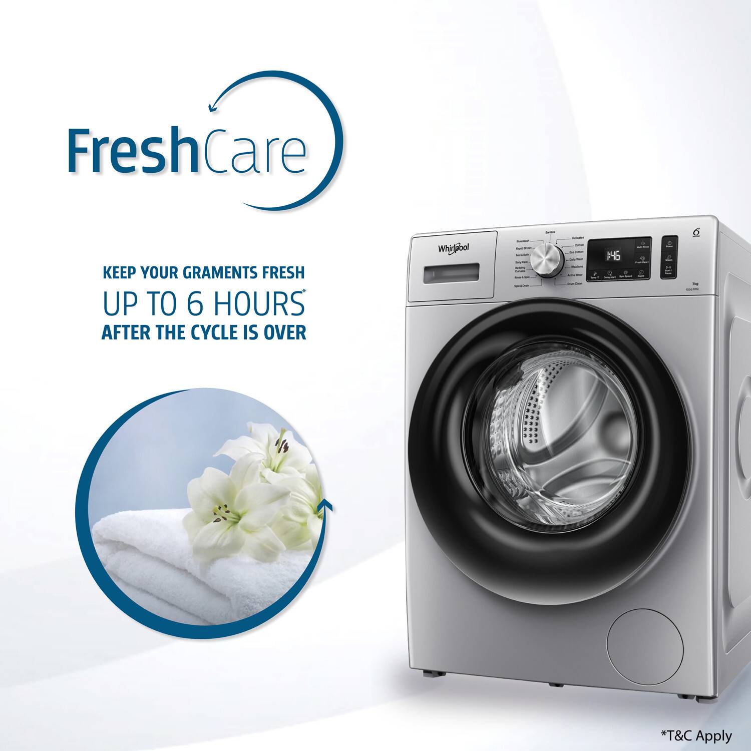Whirlpool 7 kg 5 Star Inverter Front Load Washing Machine Silver - Image 3