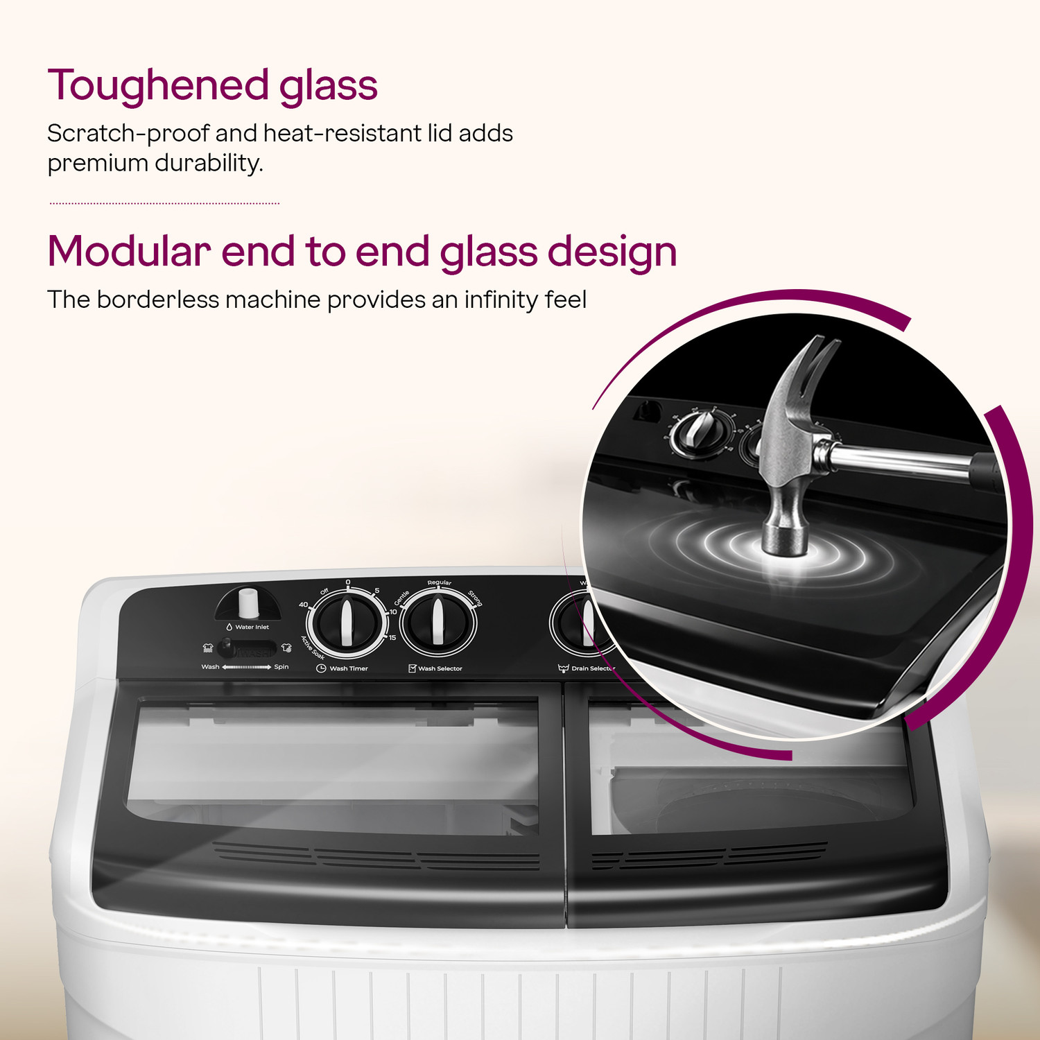 Image of Godrej 8.5 kg Semi Automatic Top Load Washing Machine White