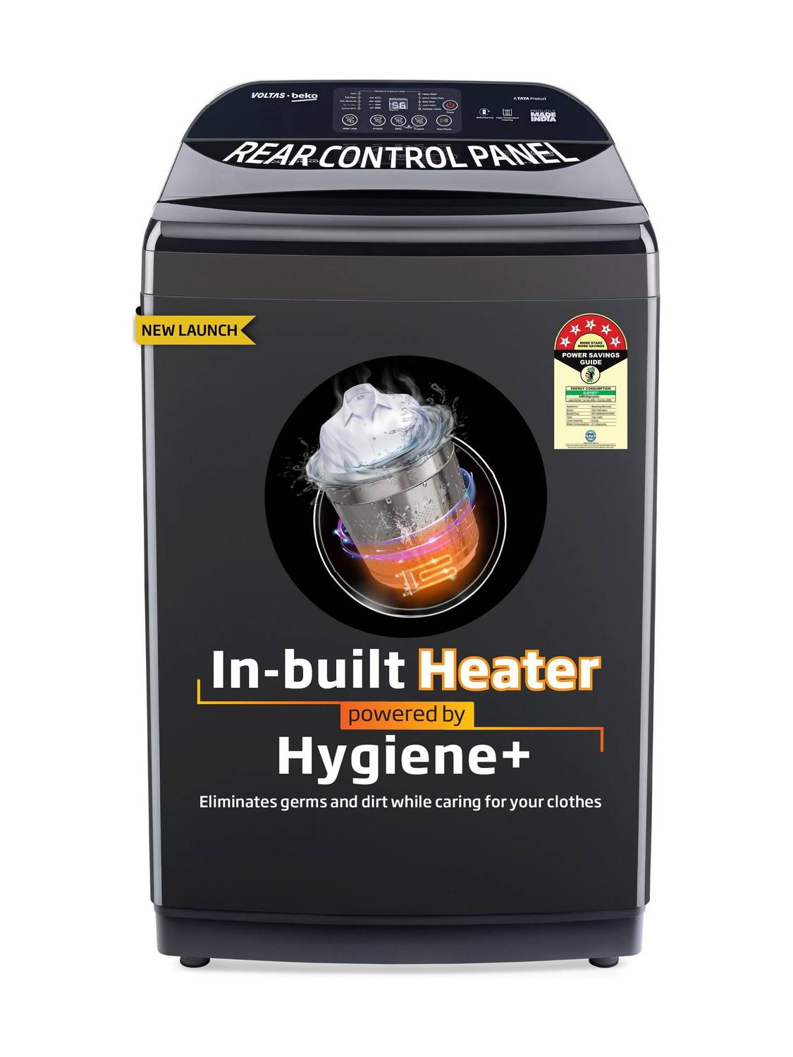 Voltas Beko 11 kg Fully Automatic Top Load Washing Machine with In-built Heater Black, Grey
