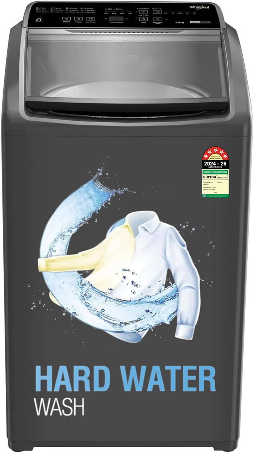 Whirlpool 8 kg 5 Star Magic Clean and Digital Display Fully Automatic Top Load Washing Machine Grey price history chart and lowest price