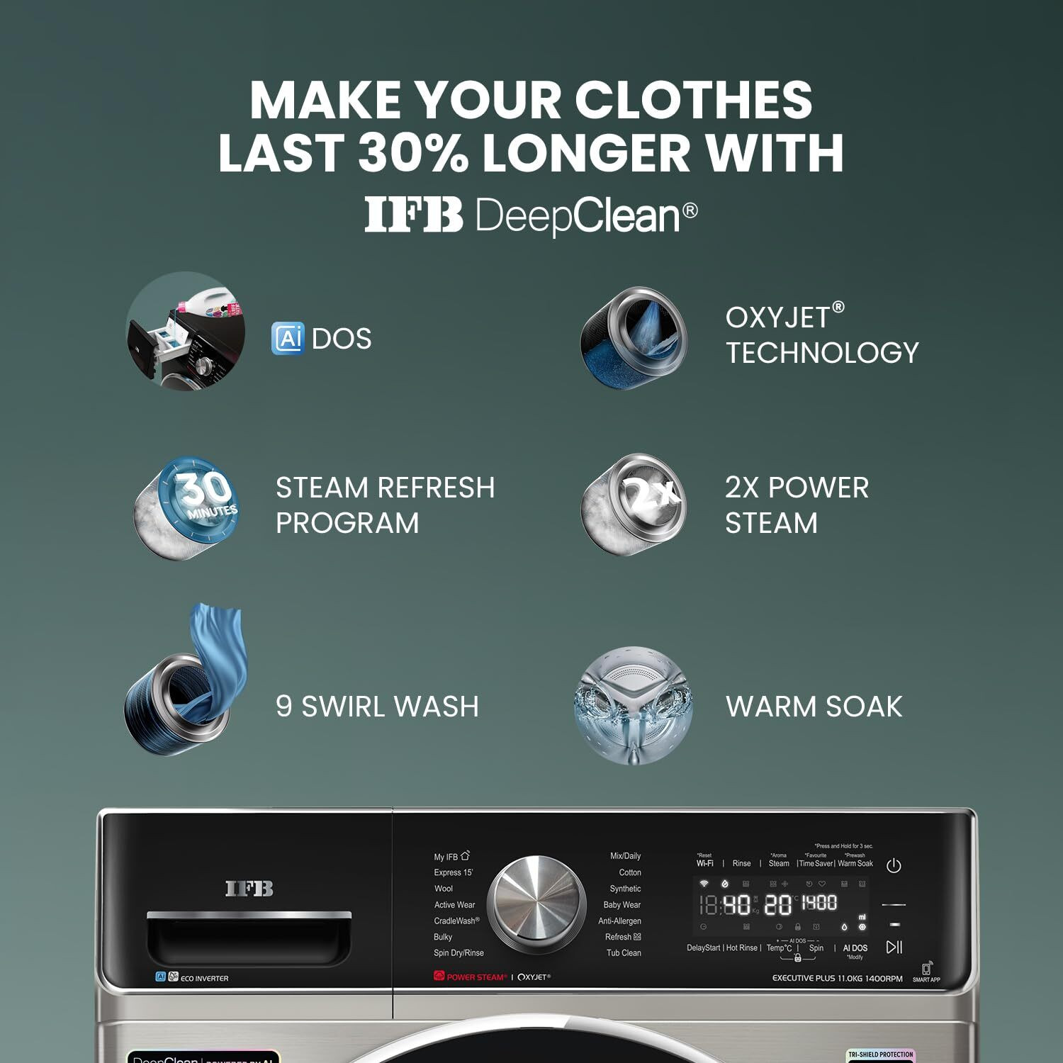 Image of IFB 11 kg Fully Automatic Front Load Washing Machine with In-built Heater Silver