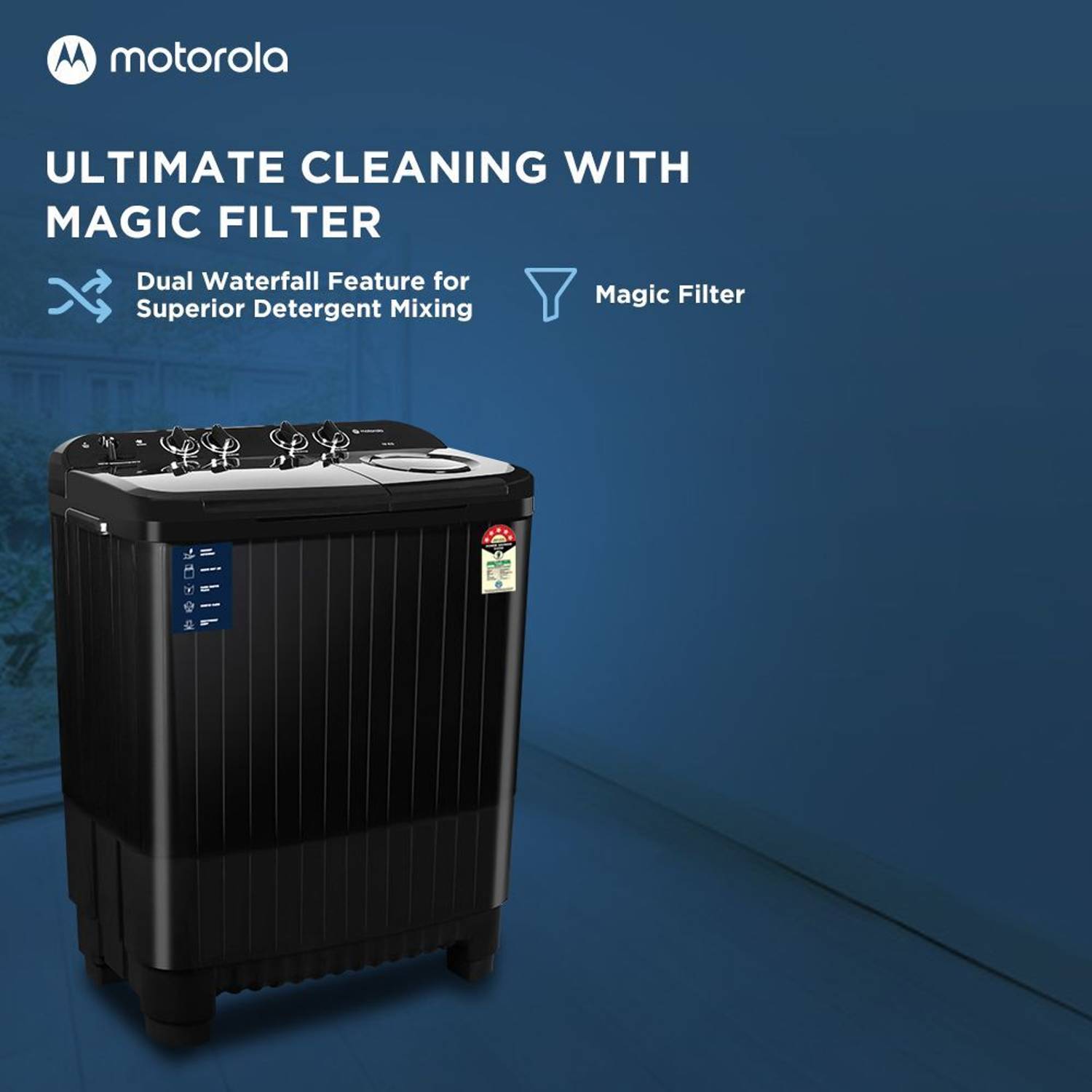 Motorola 10 kg Midnight Series Semi Auto Top Load Blue - Image 5