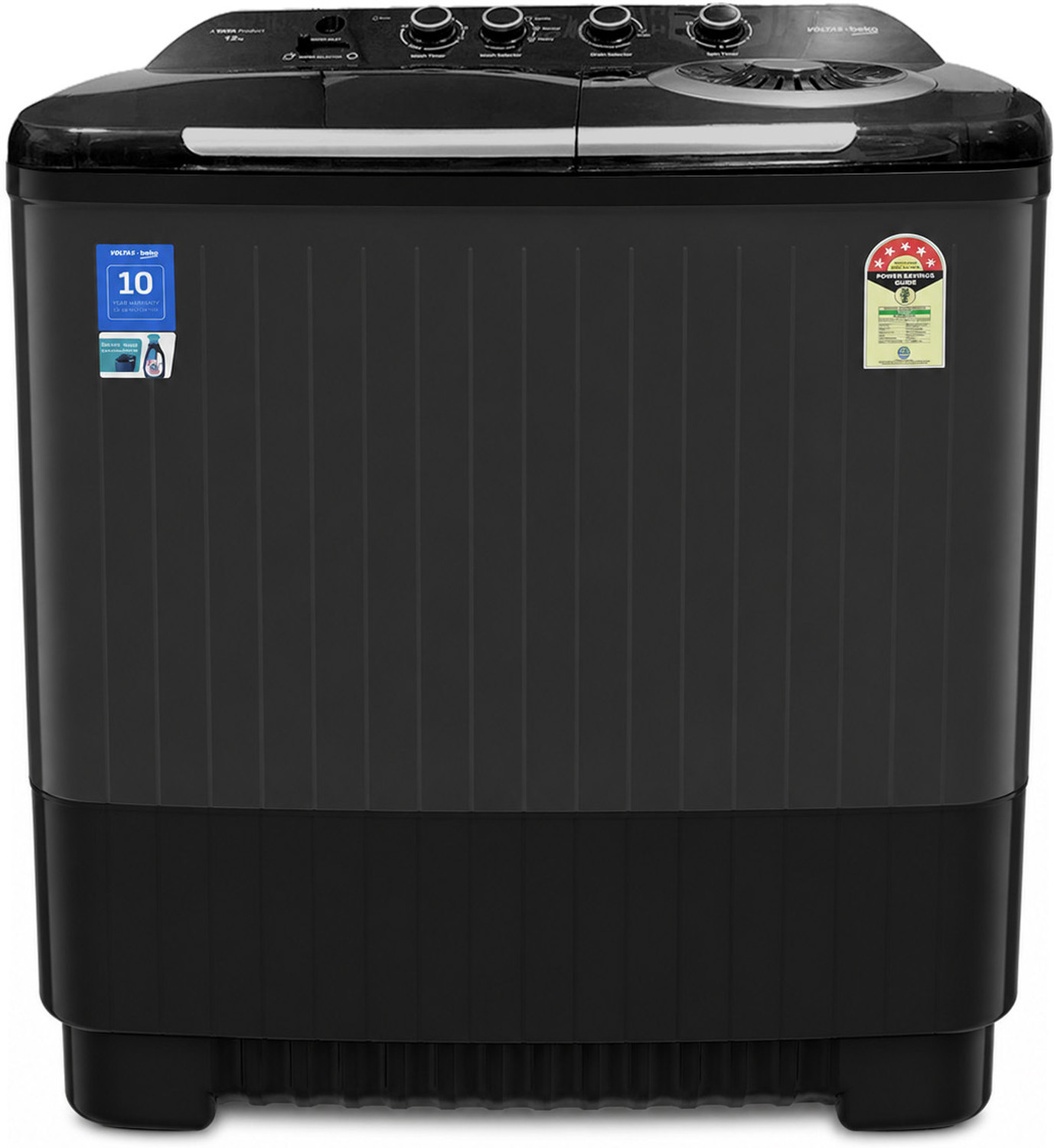 Image of Voltas Beko 12 kg Semi Automatic Top Load Washing Machine Black, Grey