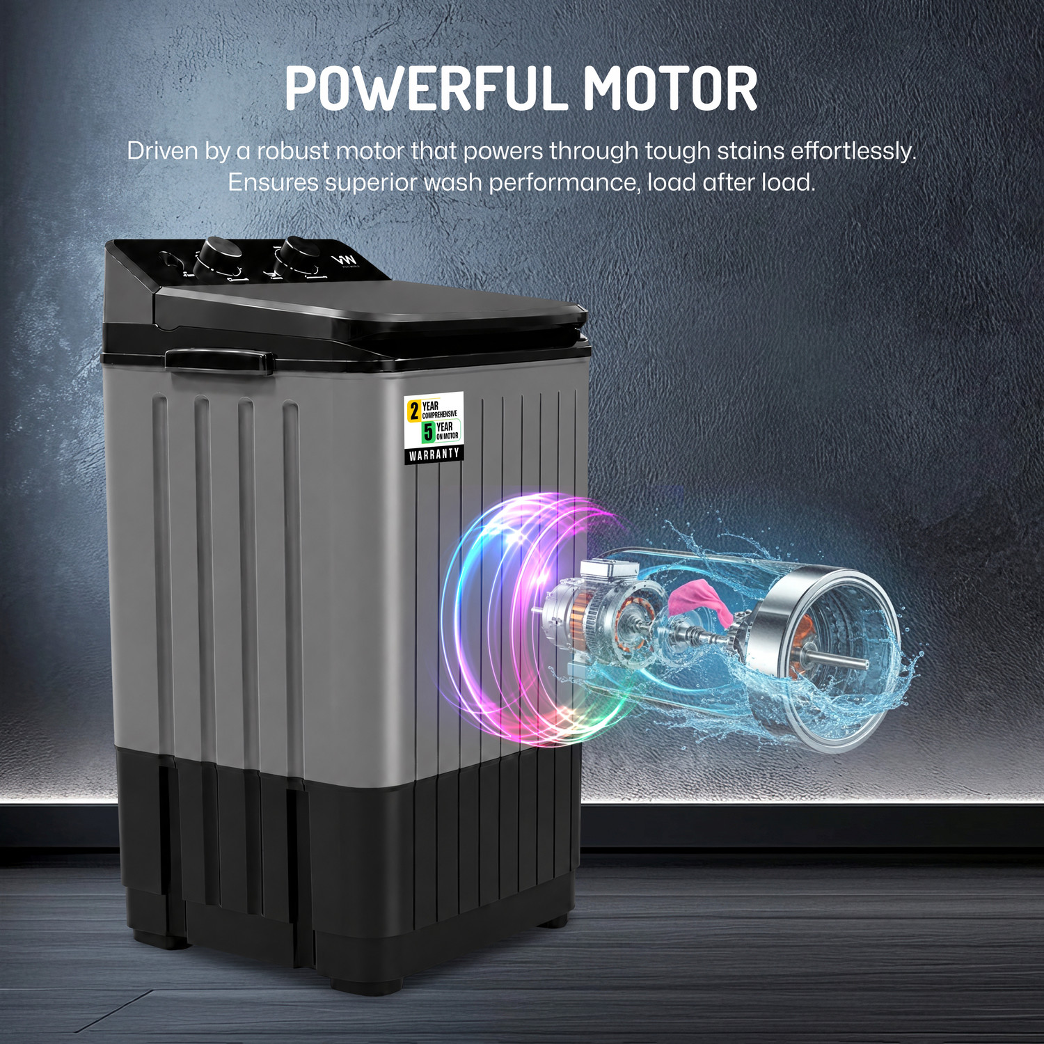 Image of VW 8.5 kg Semi-Automatic Top Load Washer only Grey