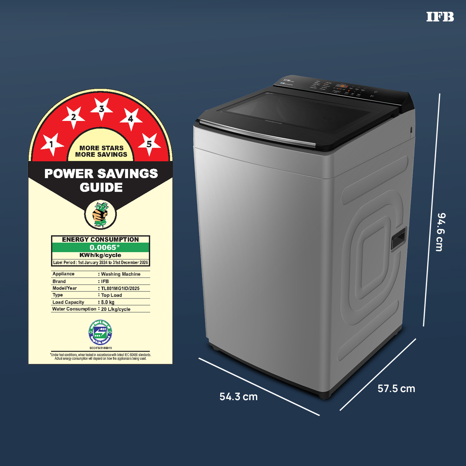 Image of IFB 8 kg 5 Star AI Powered DeepClean Technology with Eco-inverter Activmix, AquaEnergie, Inbuilt Wheels Fully Automatic Top Load Washing Machine Grey
