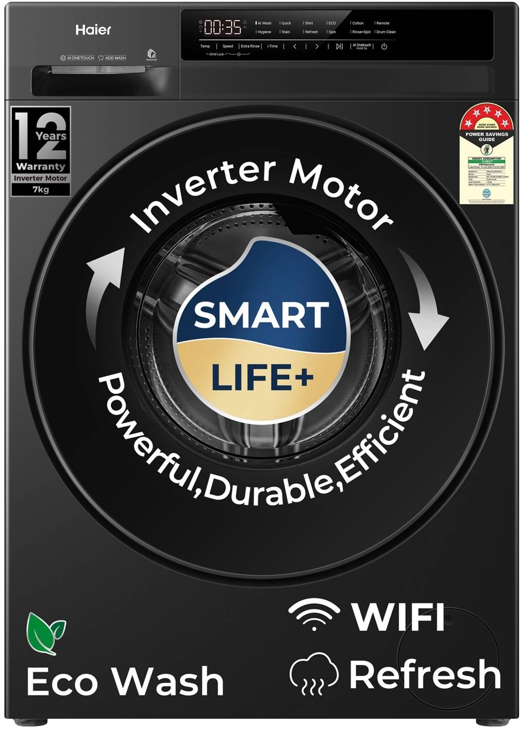 Haier 7 kg AI Smart Wash (AI-DBT) , PuriSteam , 525mm Super Drum