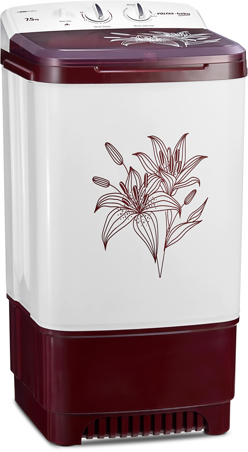 Image of Voltas Beko by A Tata Product 7.5 kg washing machine with Transparent lid Semi Automatic Top Load Maroon, White