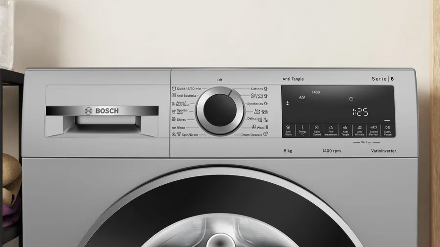 Image of BOSCH 8 kg Fully Automatic Front Load with In-built Heater Silver (WGA1340SIN)